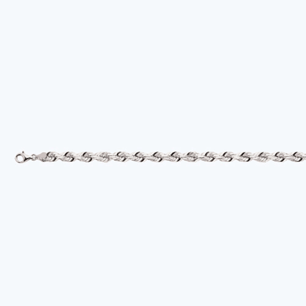 10K 7MM WHITE GOLD SOLID DC ROPE 18" CHAIN NECKLACE (AVAILABLE IN LENGTHS 7" - 30")