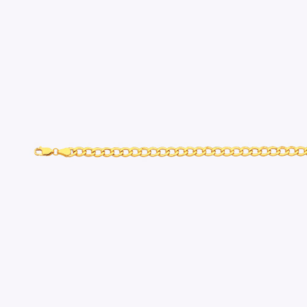 10K 5.5MM YELLOW GOLD HOLLOW CURB 7" CHAIN BRACELET (AVAILABLE IN LENGTHS 7" - 30")