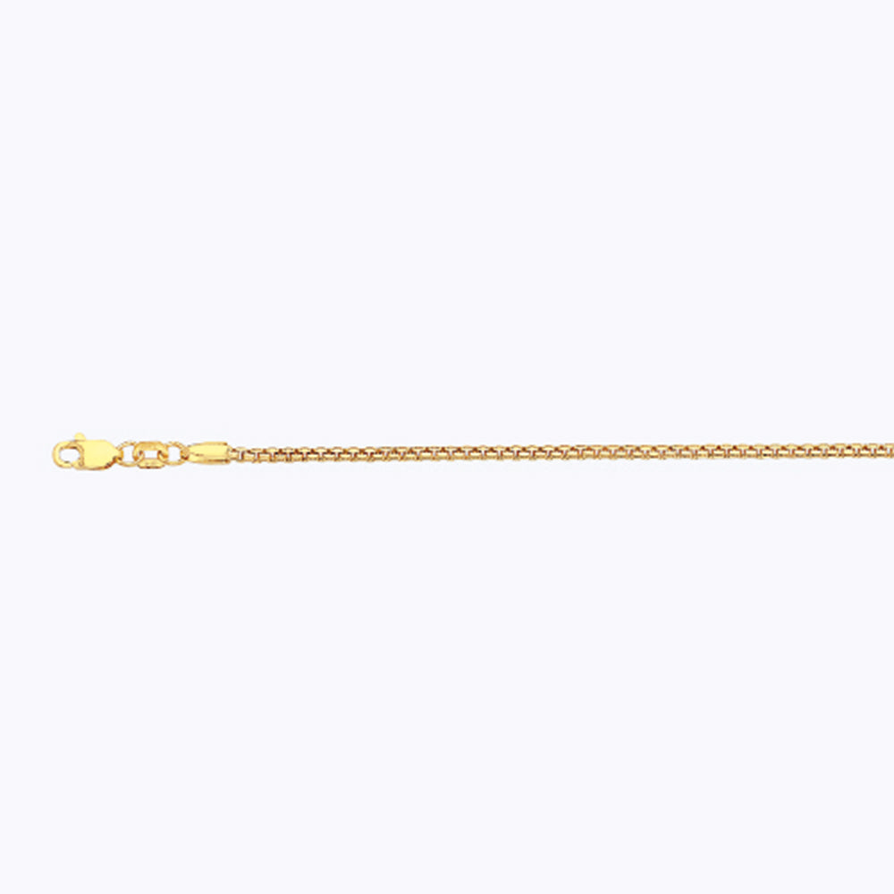 18K 1.5MM YELLOW GOLD SOLID VENETIAN BOX 7" CHAIN BRACELET (AVAILABLE IN LENGTHS 7" - 30")