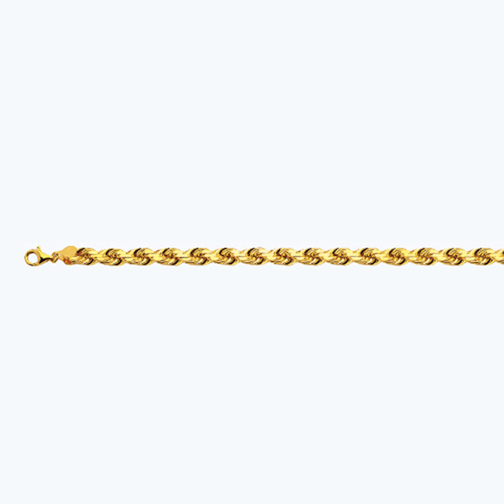 10K 8MM YELLOW GOLD SOLID DC ROPE 8.5" CHAIN BRACELET (AVAILABLE IN LENGTHS 7" - 30")