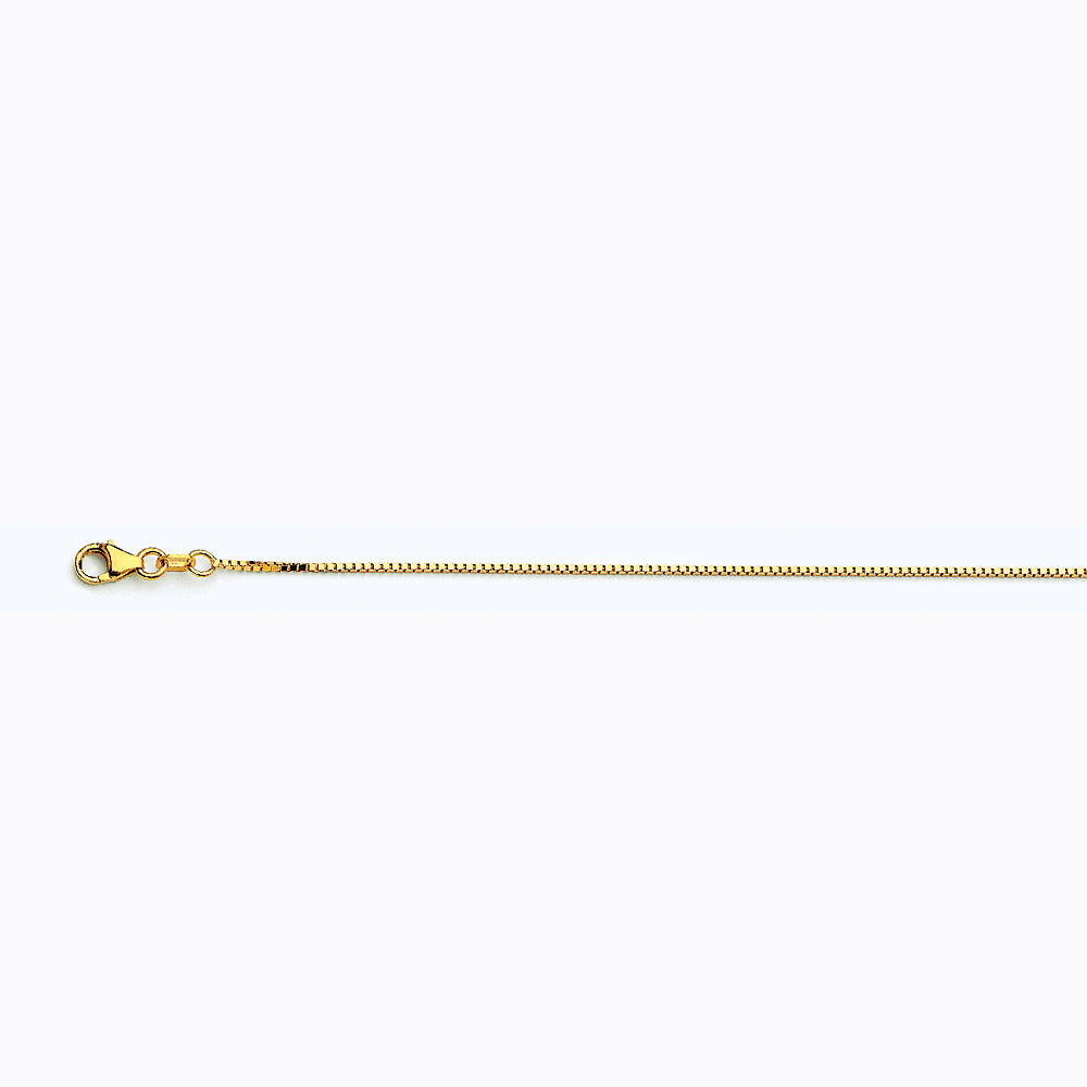14K YELLOW GOLD BOX 058 GAUGE 18" CHAIN NECKLACE (AVAILABLE IN LENGTHS 7" - 30")