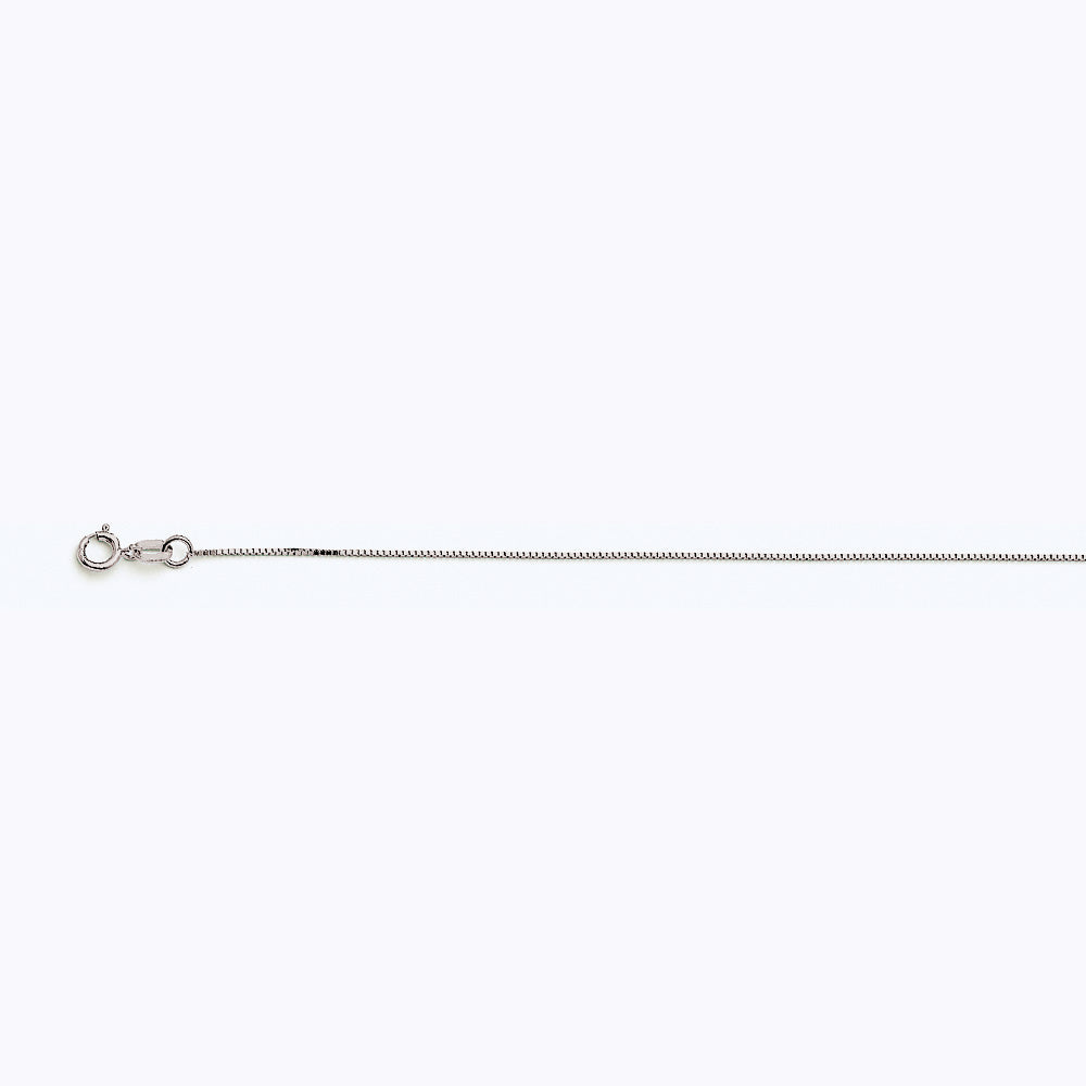 10K WHITE GOLD BOX 040 GAUGE 18" CHAIN NECKLACE (AVAILABLE IN LENGTHS 7" - 30")