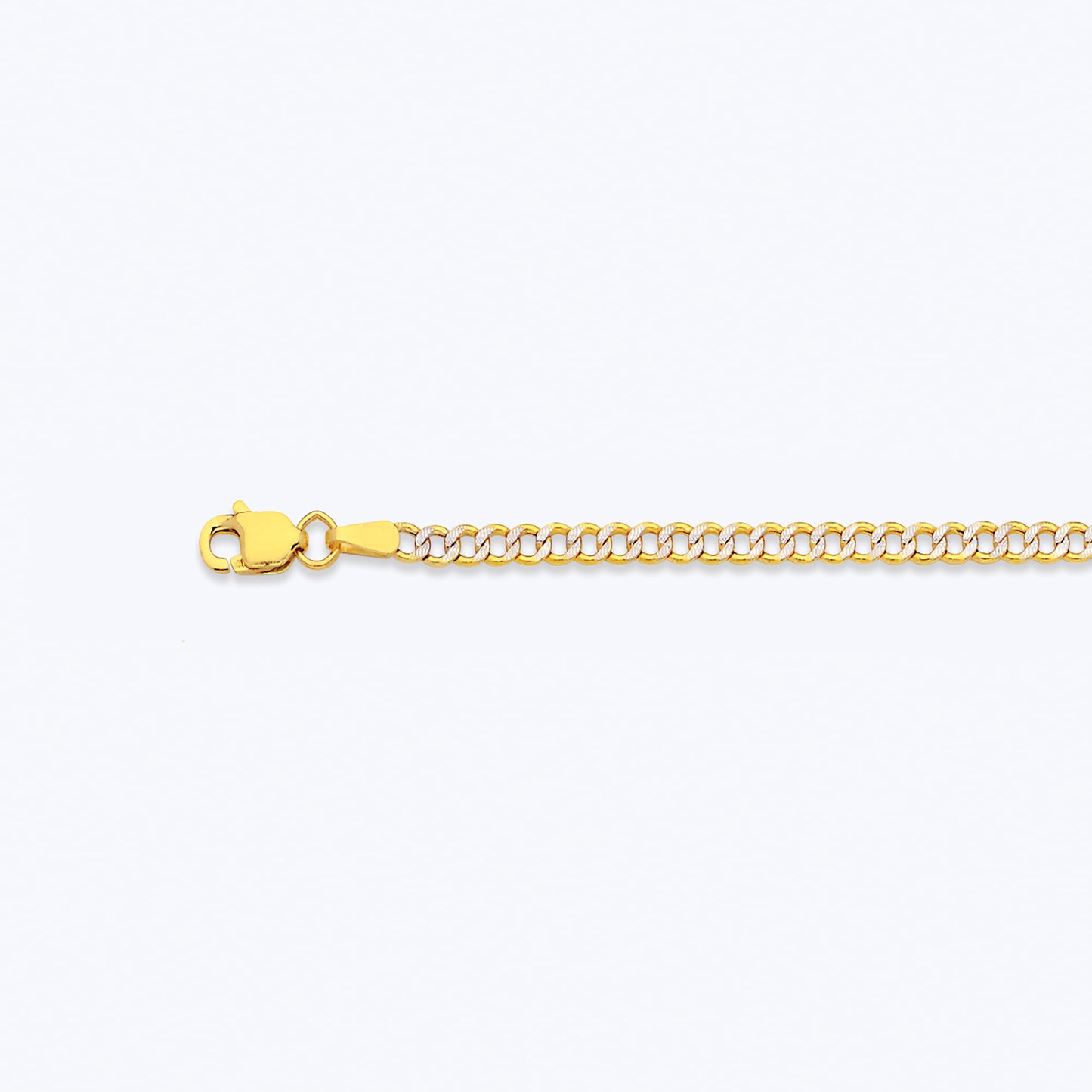 10K 2.5MM YELLOW GOLD HOLLOW PAVE CURB 8.5" CHAIN BRACELET (AVAILABLE IN LENGTHS 7" - 30")