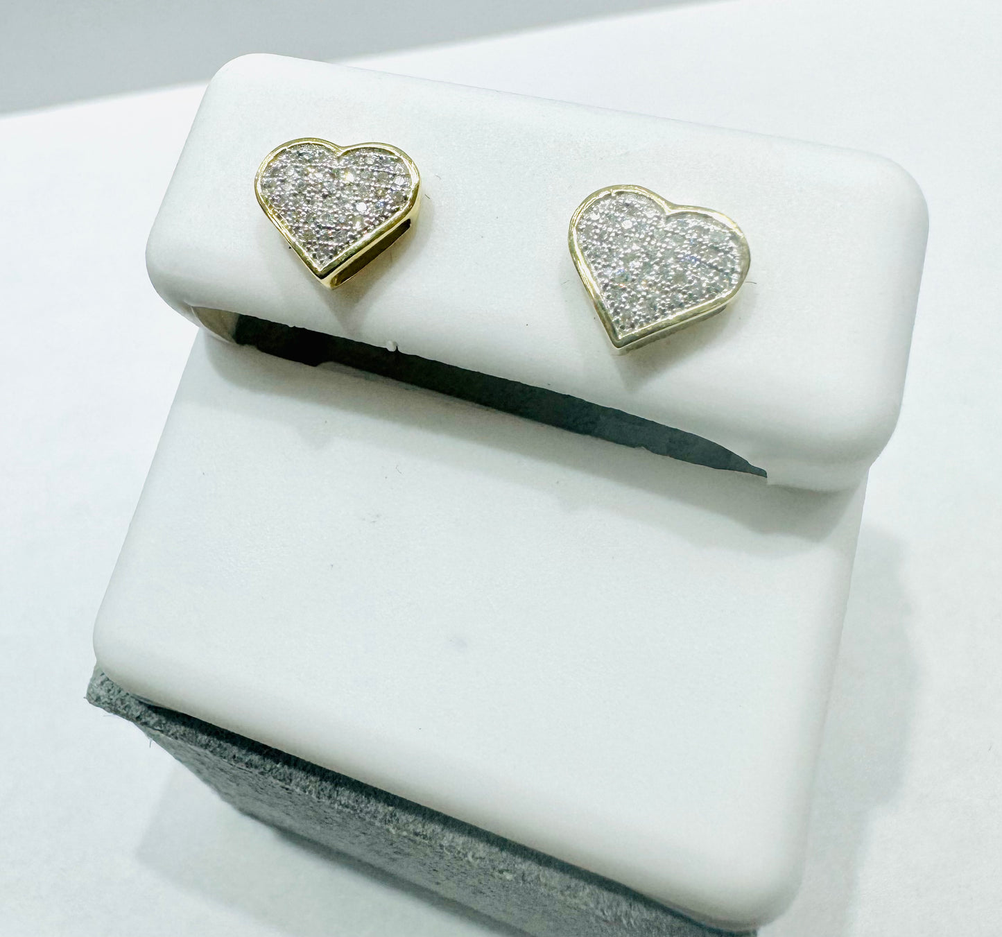 10K GOLD HEART NATURAL DIAMOND EARRINGS, 0.15CT