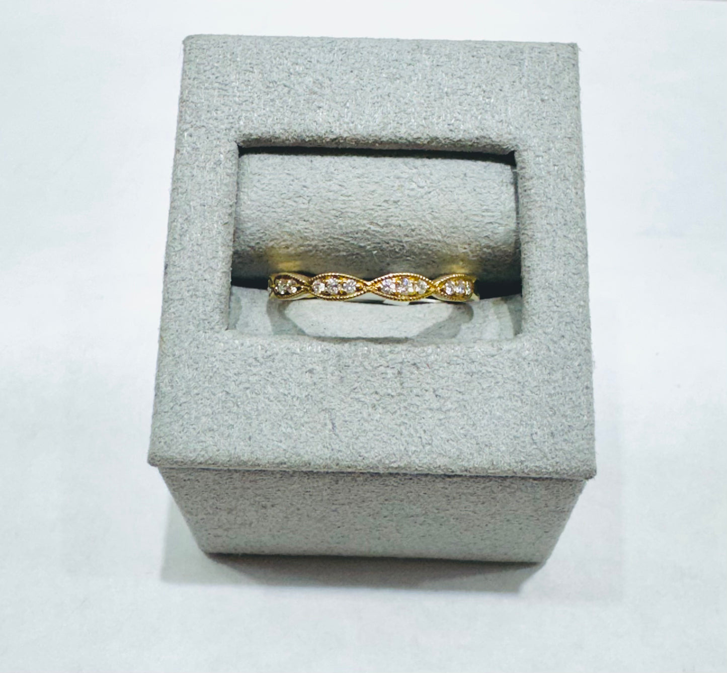 14K GOLD NATURAL DIAMOND WEDDING BAND 0.15CT, SIZE: 6