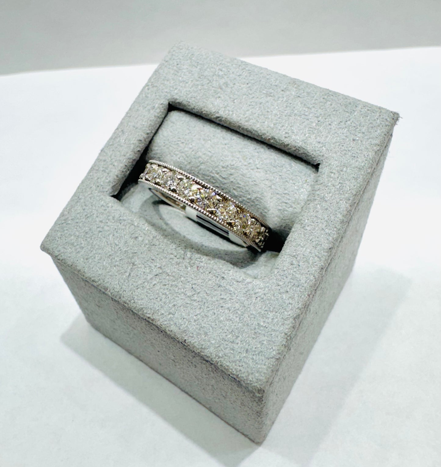 14K WHITE GOLD NATURAL DIAMOND WEDDING BAND 1.00CT, SIZE: 6