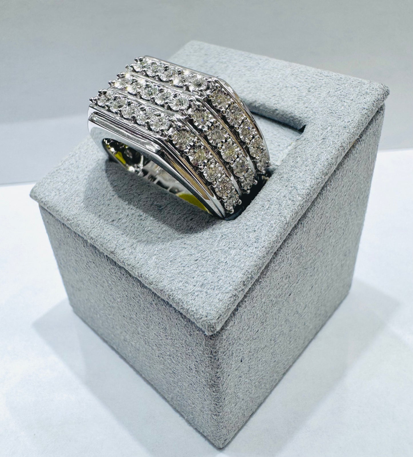 10K WHITE GOLD MEN’S NATURAL DIAMOND RING 1CT, SIZE: 10