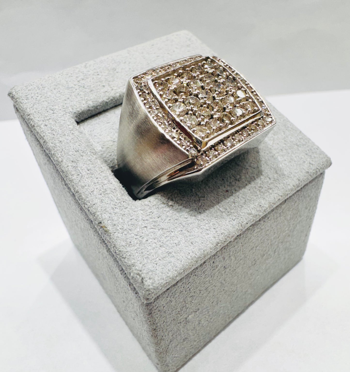 10K WHITE GOLD MEN’S NATURAL DIAMOND RING 1.46CT, SIZE: 10