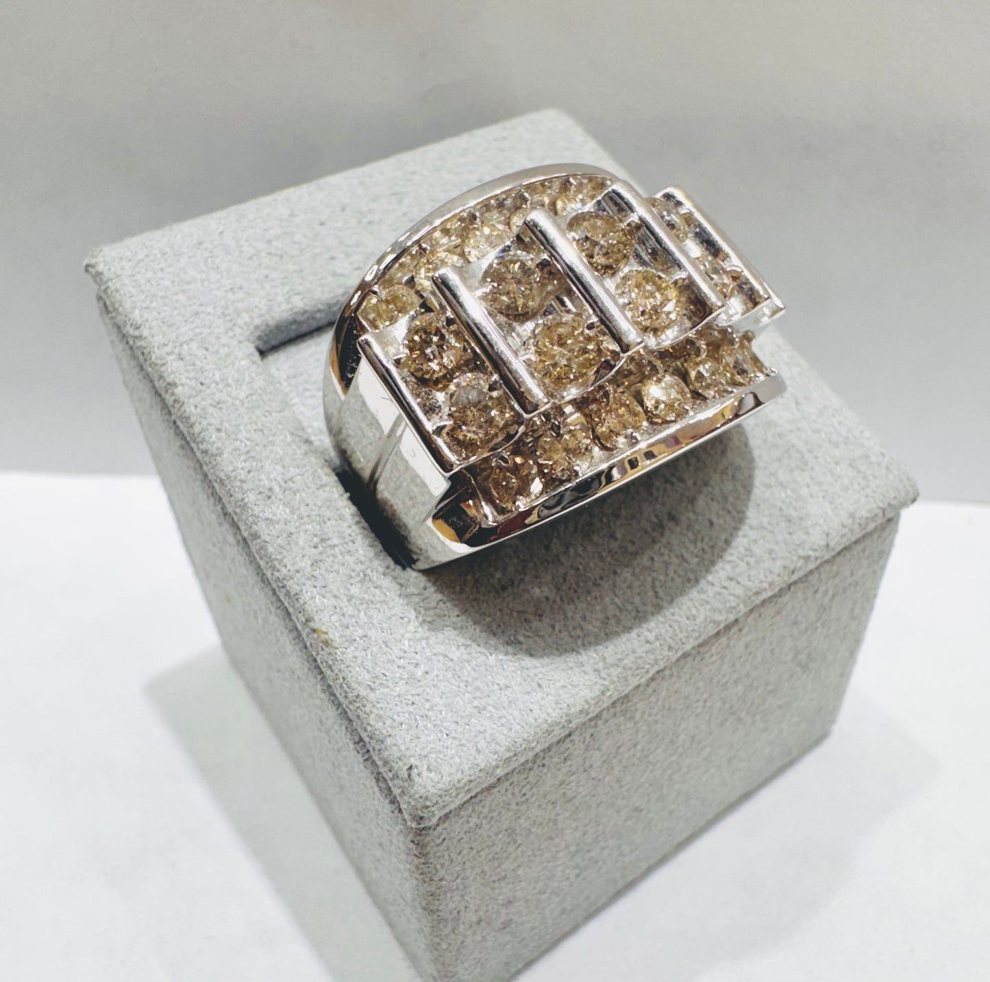 10K WHITE GOLD MEN’S NATURAL DIAMOND RING 3.00CT, SIZE: 10