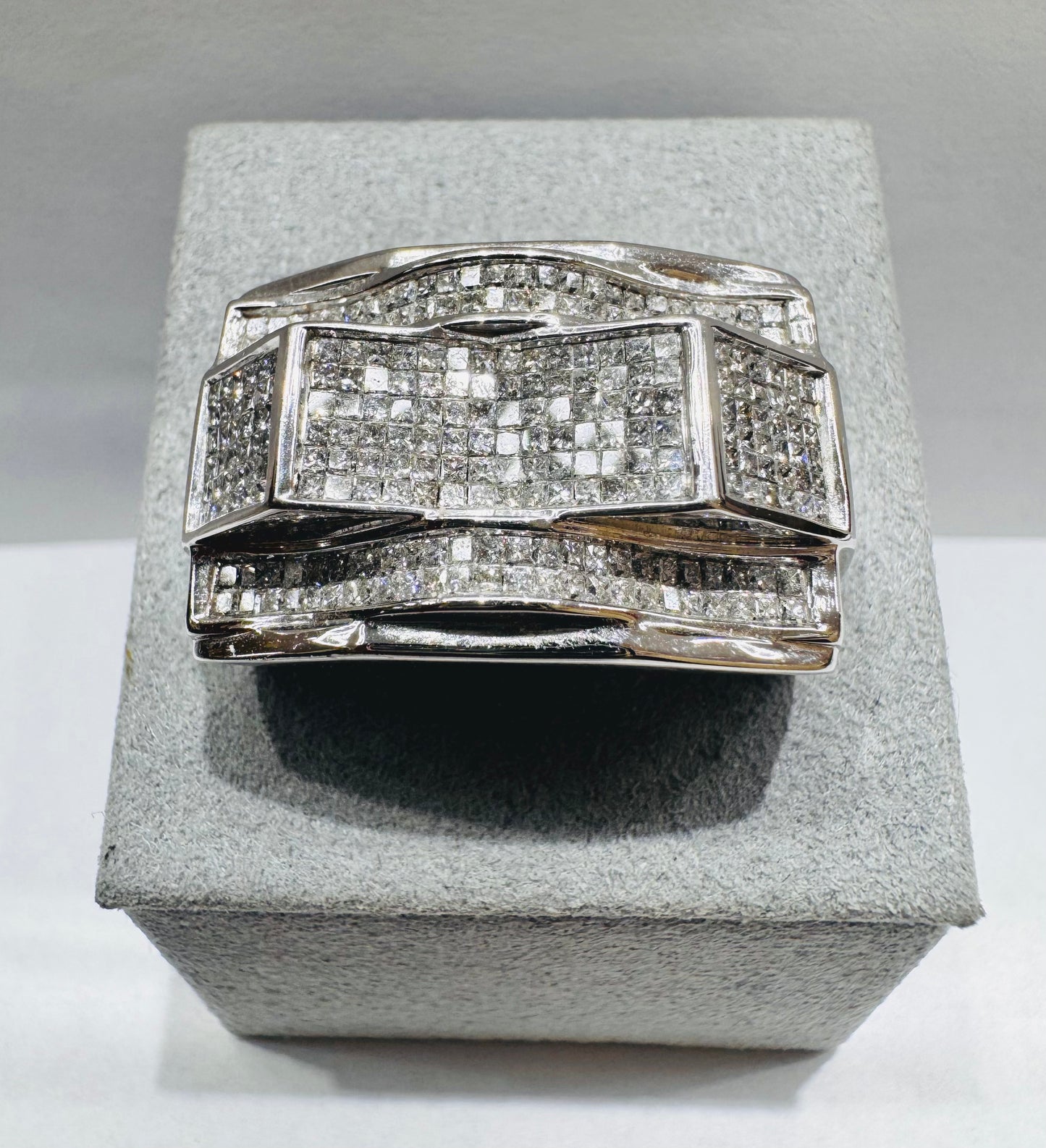 14K WHITE GOLD MEN’S NATURAL DIAMOND RING 2.00CT, SIZE: 10.5