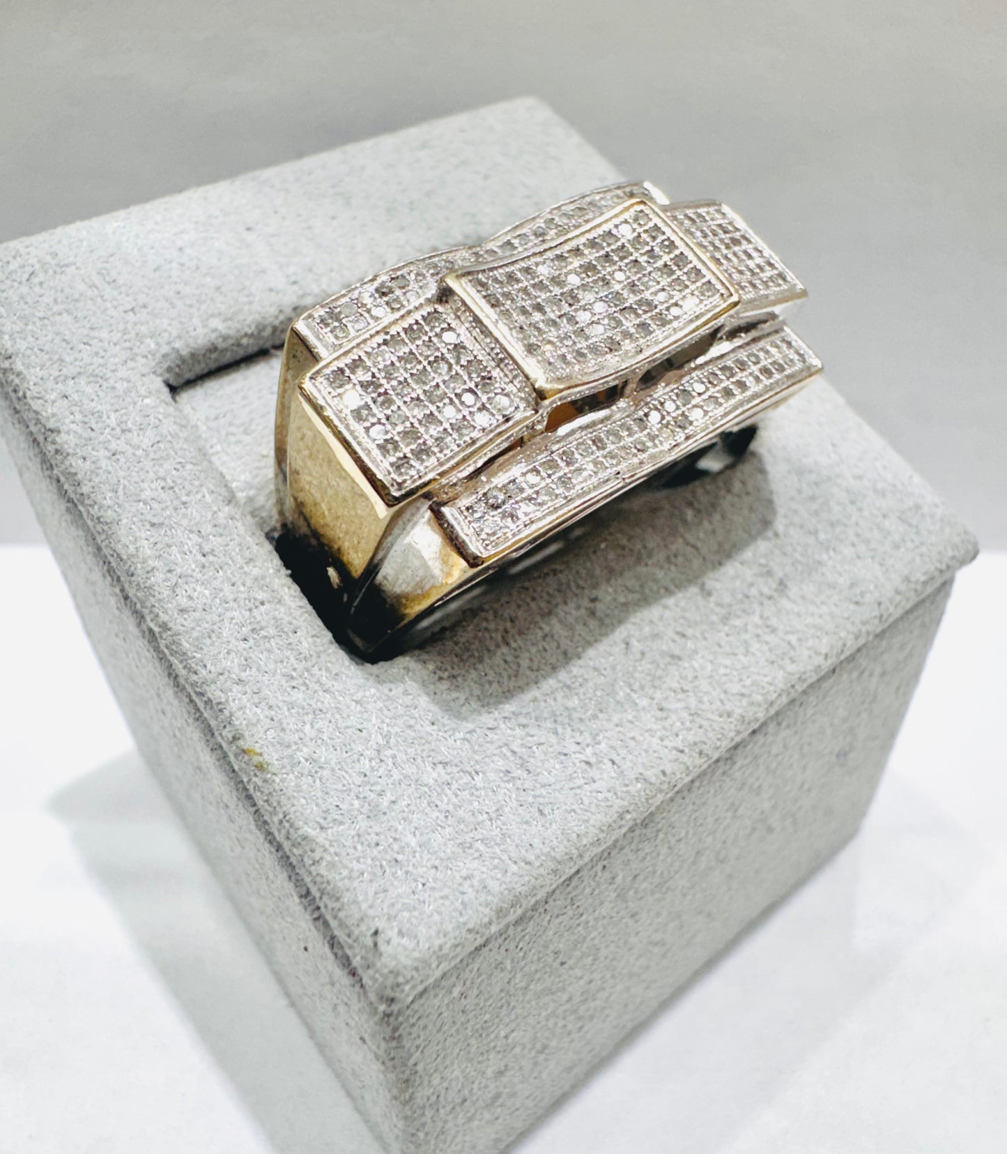 10K WHITE GOLD MEN’S NATURAL DIAMOND RING 1.00tw, SIZE: 10