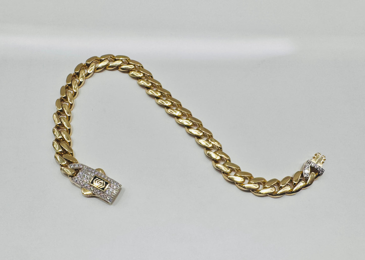 10K GOLD MONACO BRACELET 8”, WEIGHT: 9.4gm, WIDTH: 6.73mm