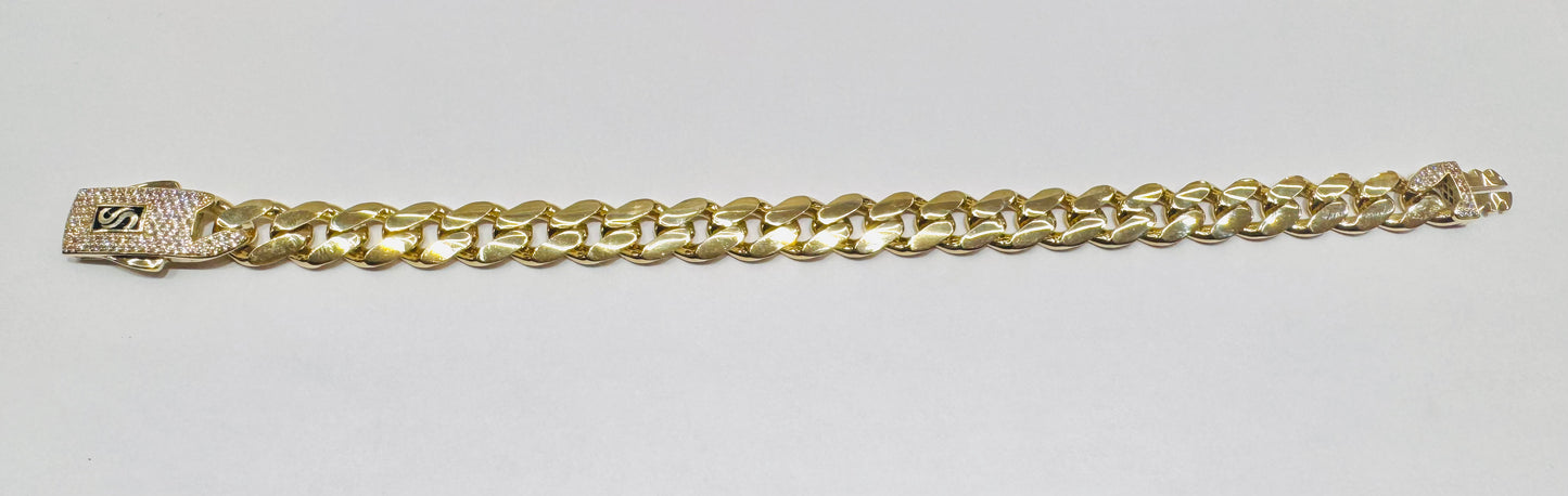 10K GOLD MONACO BRACELET 8”, WEIGHT: 10.4gm, WIDTH: 7.7mm