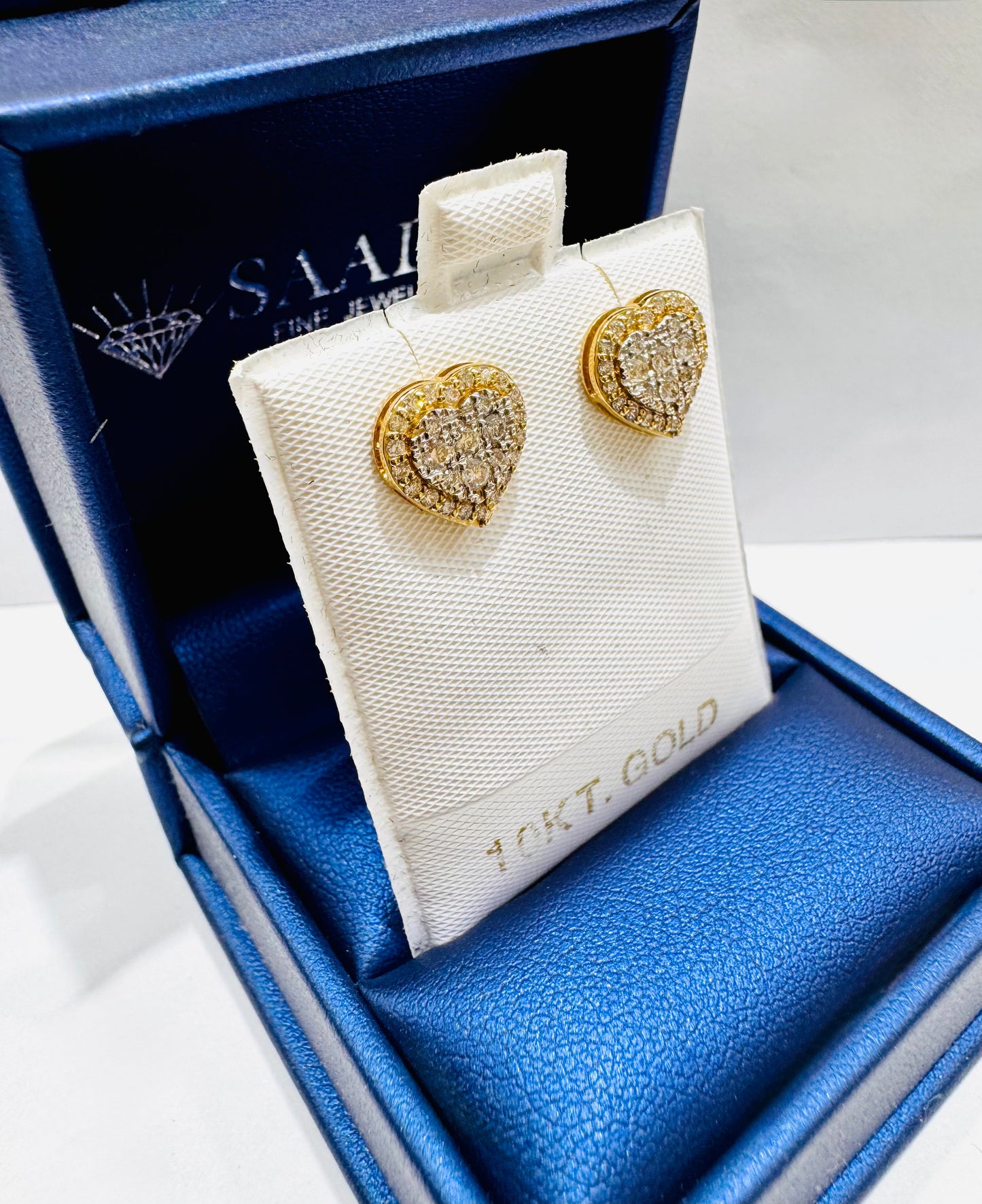 10K GOLD NATURAL DIAMOND HEART EARRINGS 0.48CT