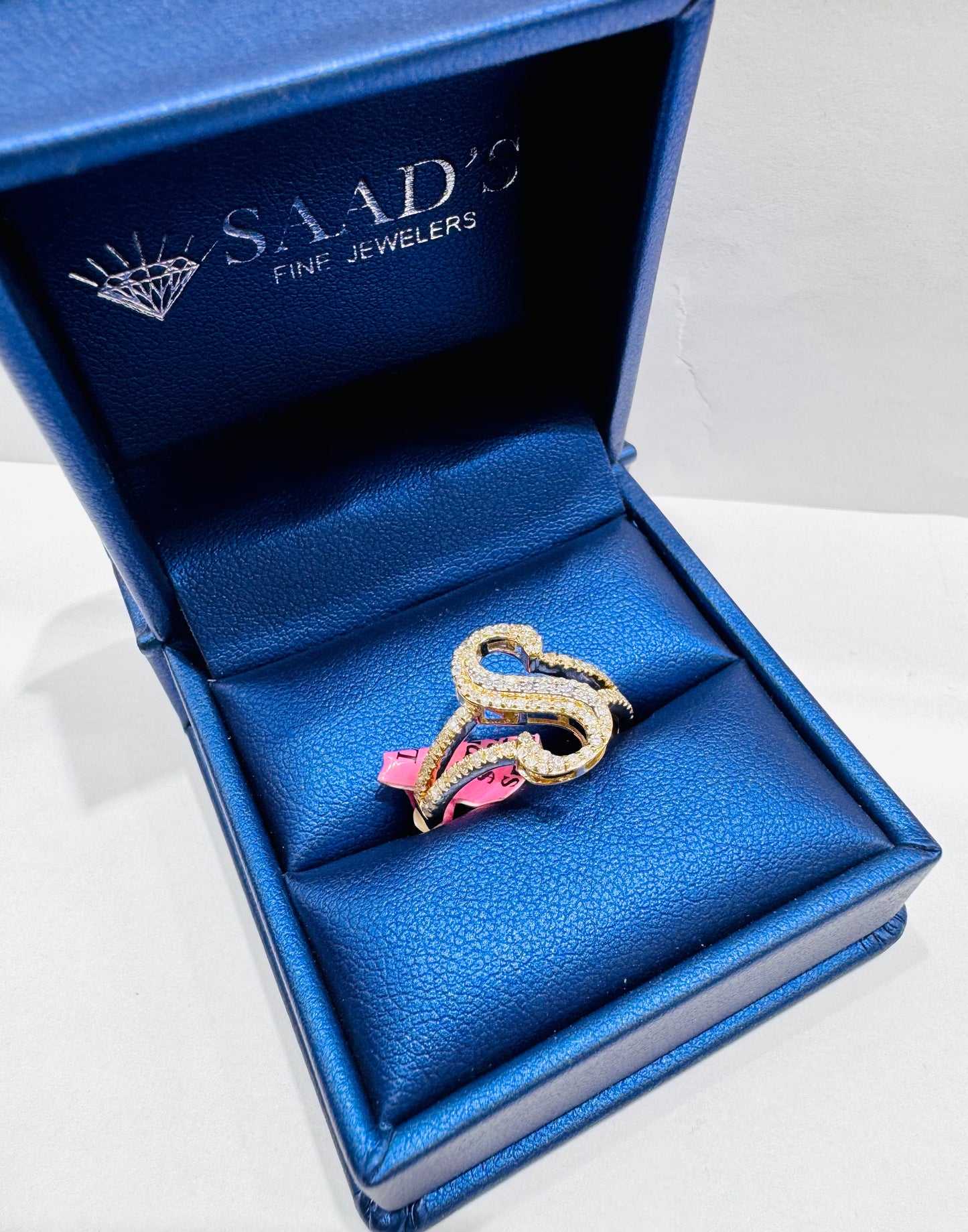 10K GOLD NATURAL DIAMOND INITIAL “S” RING 0.45CT, SIZE: 7