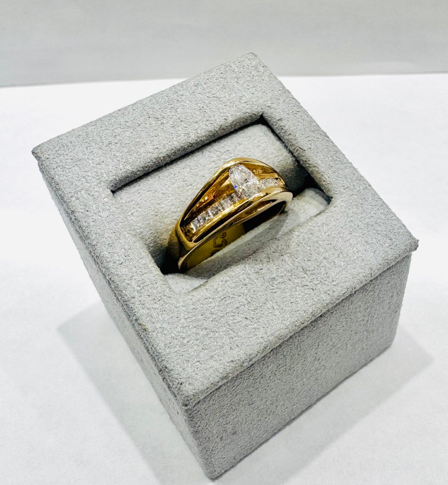 14K GOLD NATURAL DIAMOND RING 1.CT, SIZE: 7