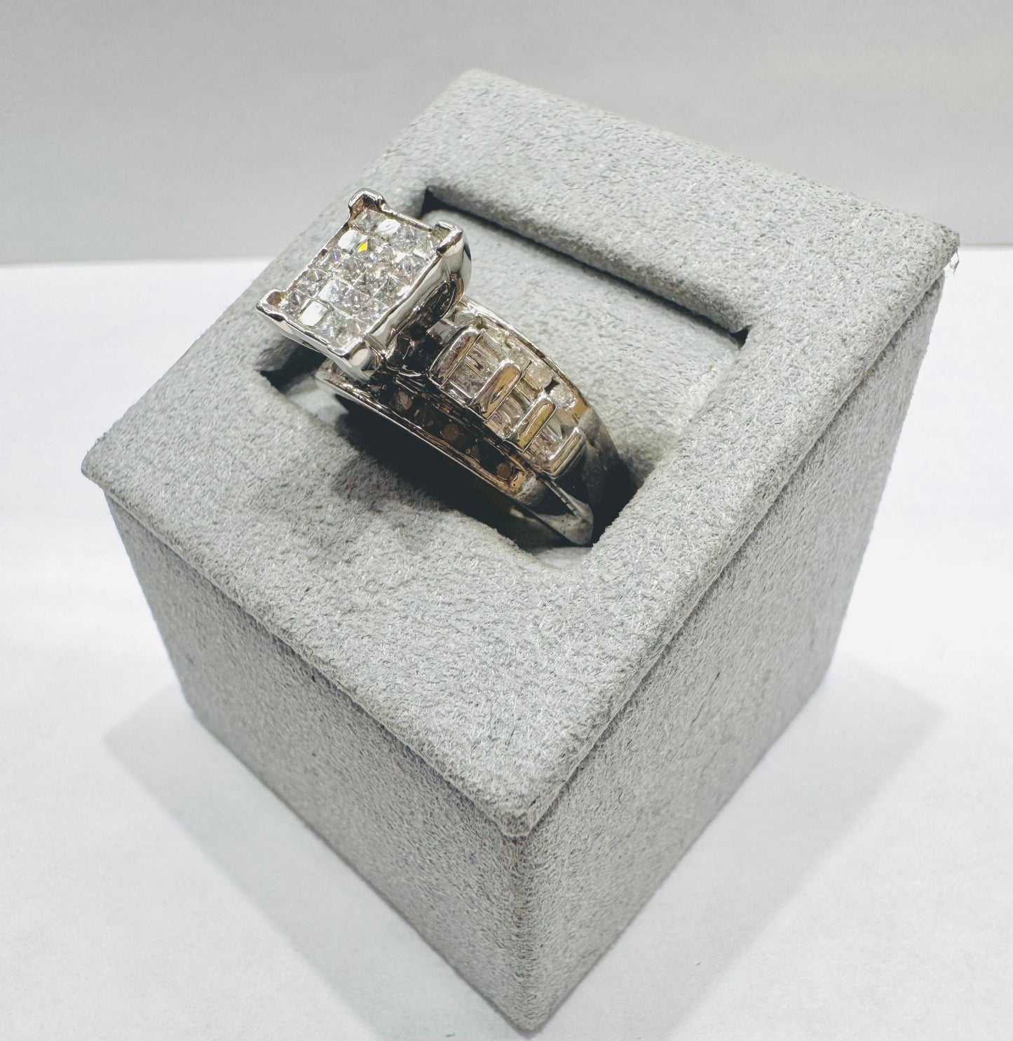 SILVER NATURAL DIAMOND RING 1.03CT, SIZE: 7.5