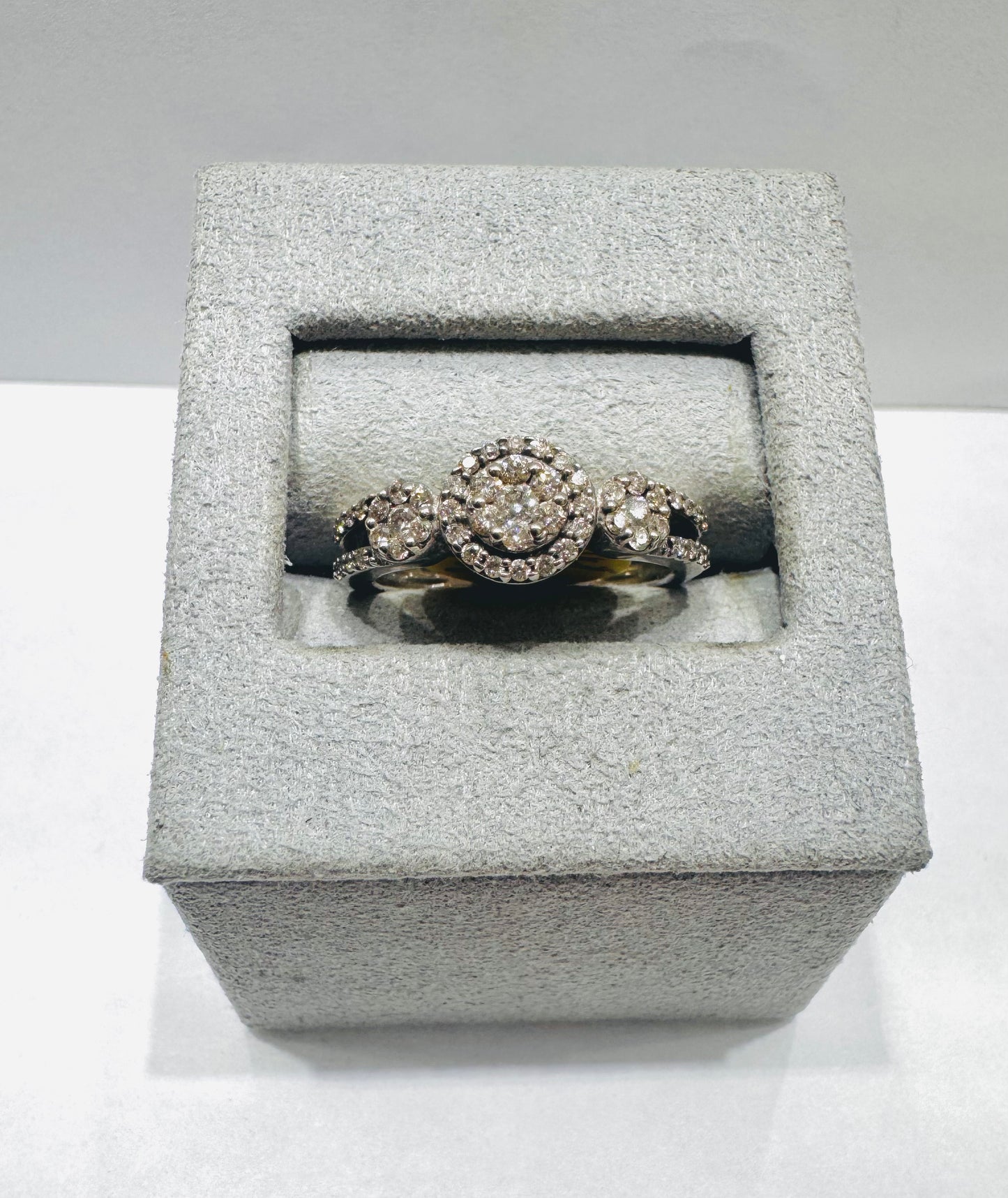 14K WHITE GOLD NATURAL DIAMOND RING 1.CT, SIZE: 4.5