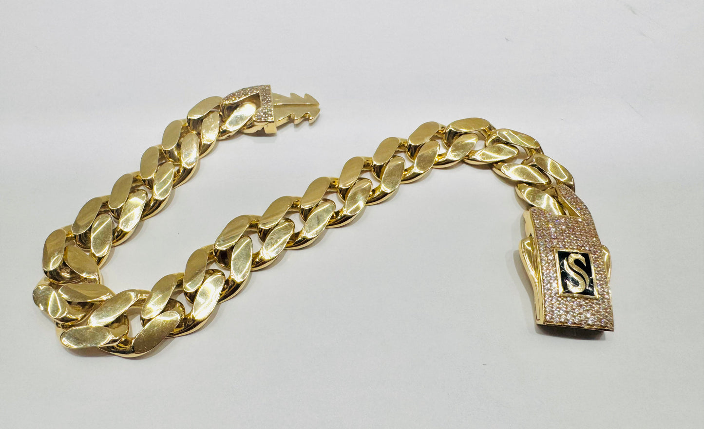 10K GOLD MONACO BRACELET 8.5”, WIDTH: 11mm, WEIGHT: 16.8gm