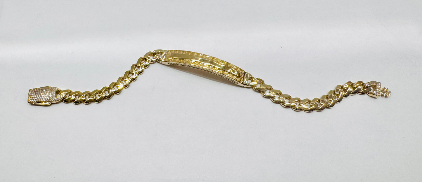 10K GOLD MONACO ID BRACELET 7.5”, WIDTH: 6.5mm, WEIGHT: 10.2gm