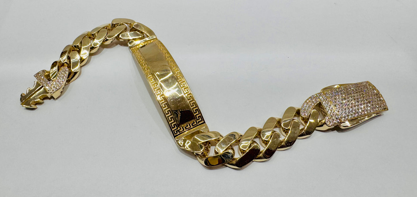 10K GOLD MONACO ID BRACELET 8.5”, WIDTH: 14.5mm, WEIGHT: 30gm