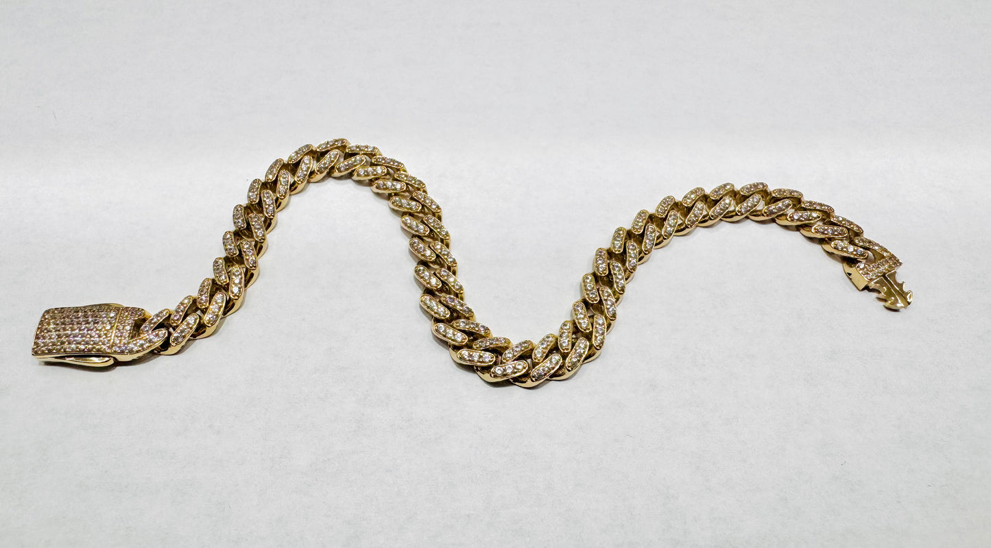 10K GOLD CZ CUBAN LINK BRACELET 8”, WIDTH: 5.8mm, WEIGHT: 10.3gm