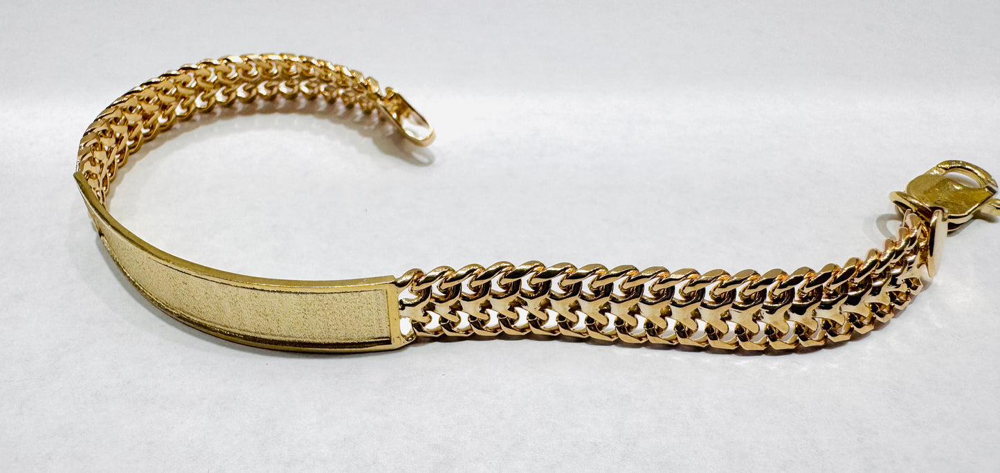 10K GOLD CHINO LINK ID BRACELET 7.5”, WIDTH: 8mm, WEIGHT: 18.3gm