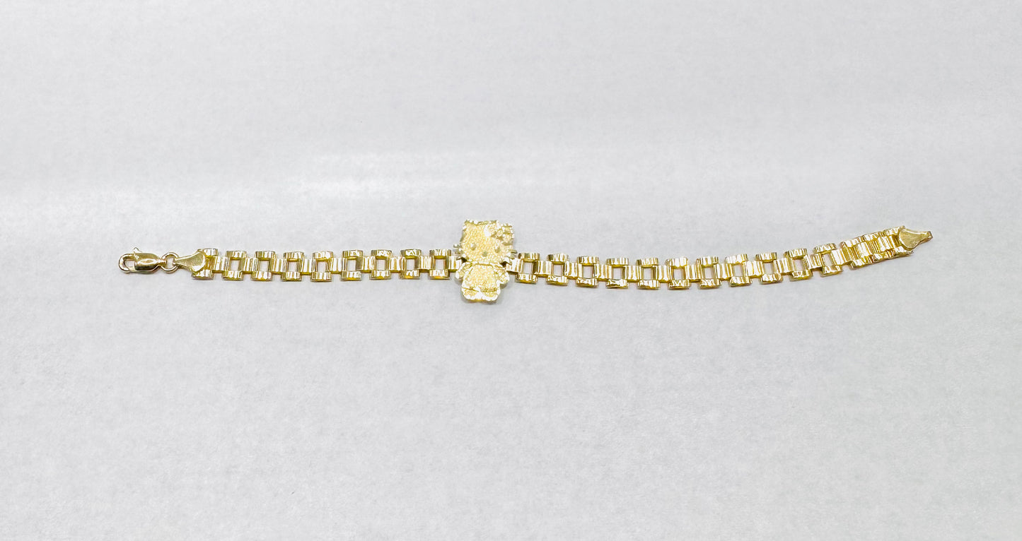 10K GOLD SMALL HELLO KITTY FULL BODY BRACELET 7”, WEIGHT: 6.6gm