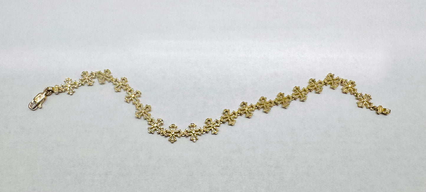 10K GOLD CROSS BRACELET 7.5”, WEIGHT: 5.7gm