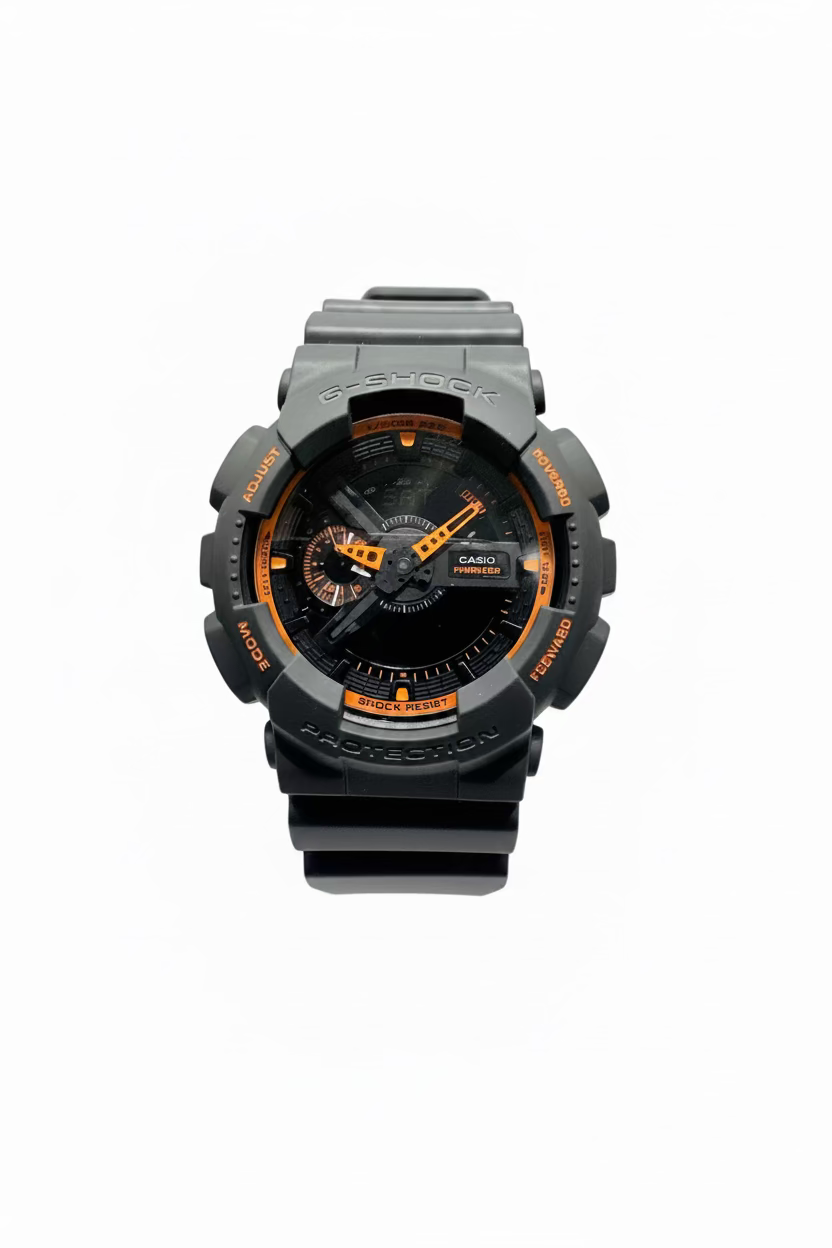 Casio G-Shock Men’s Watch GA110TS-1A4 Dark Gray Orange Analog Digital Watch