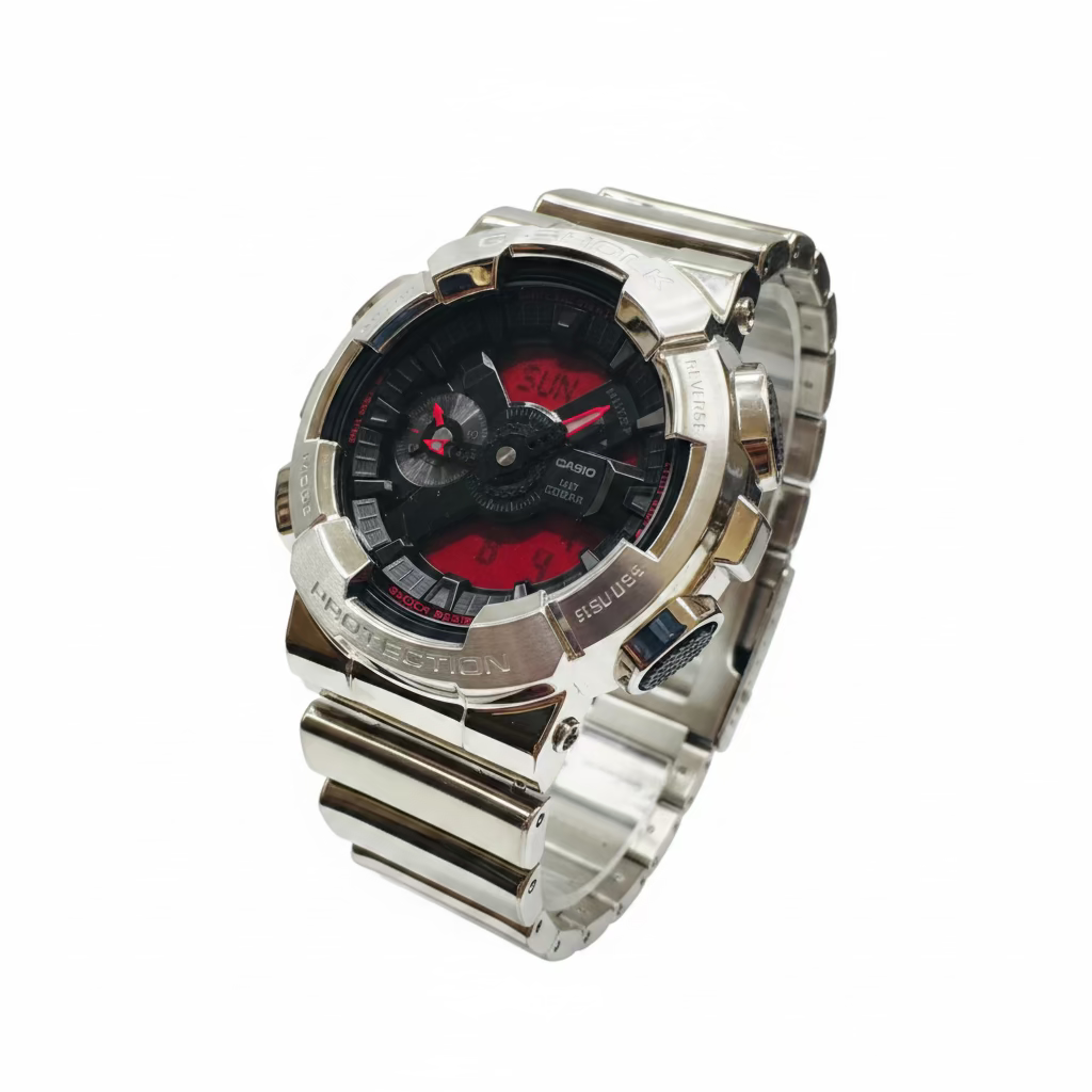 Casio G-Shock GM110YRA-8A Fine Metallic Black & Red Dial Analog Digital Watch
