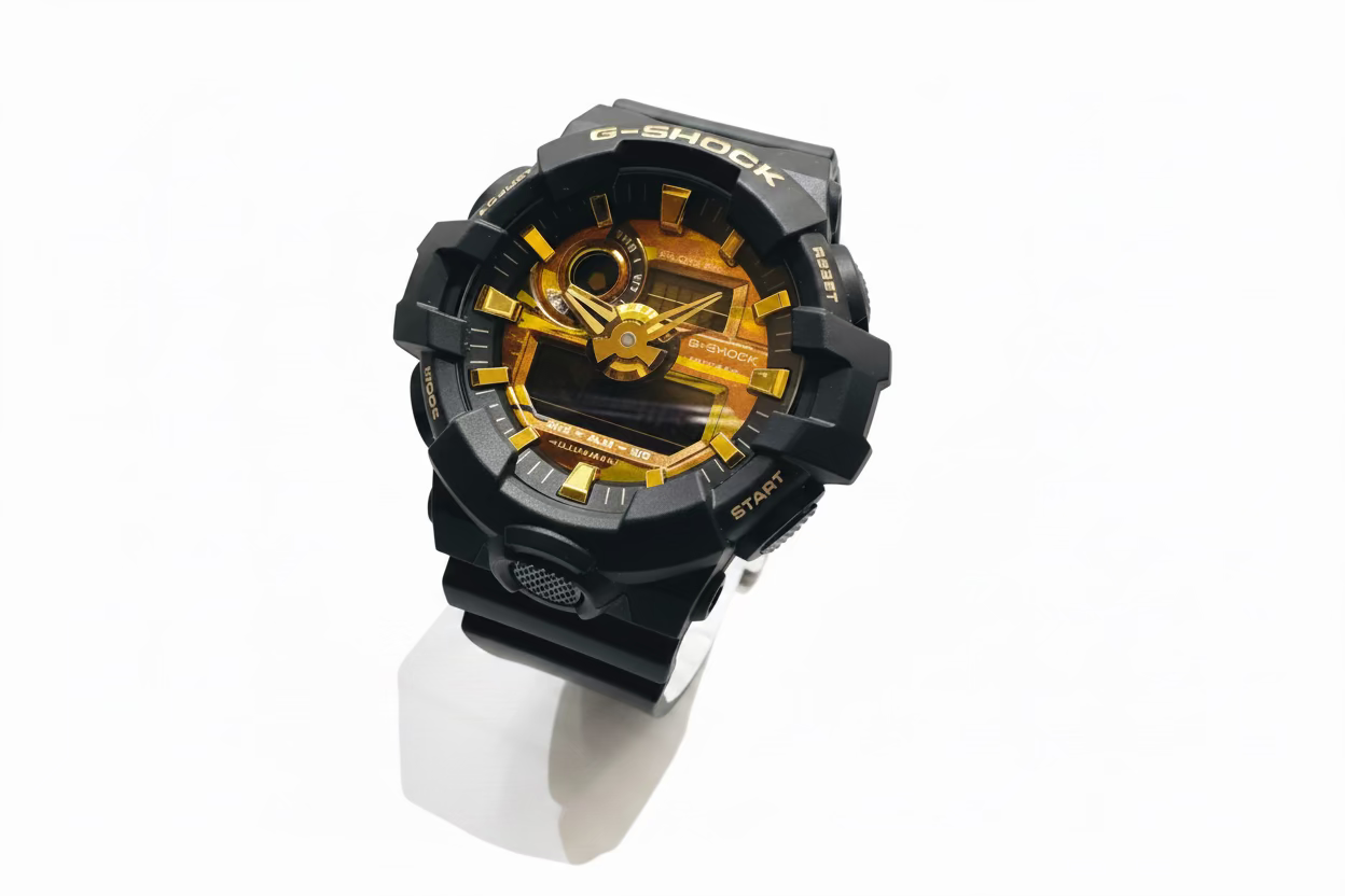Men’s Casio G-Shock GA700CF-1A Bold Camo Analog Digital Black & Gold Watch