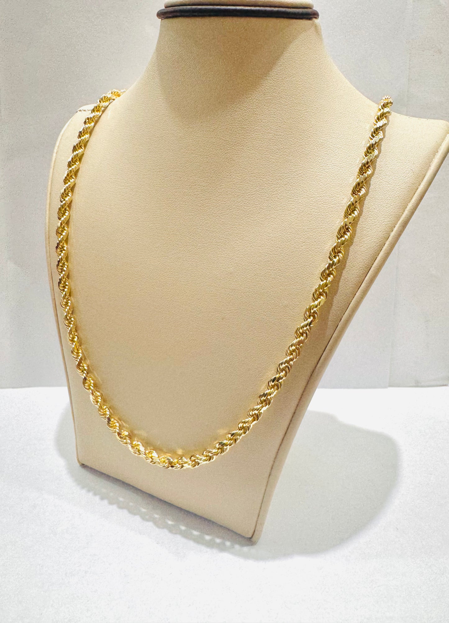 10K GOLD SOLID ROPE NECKLACE 24”, WEIGHT: 38.6gm, WIDTH: 4.3mm