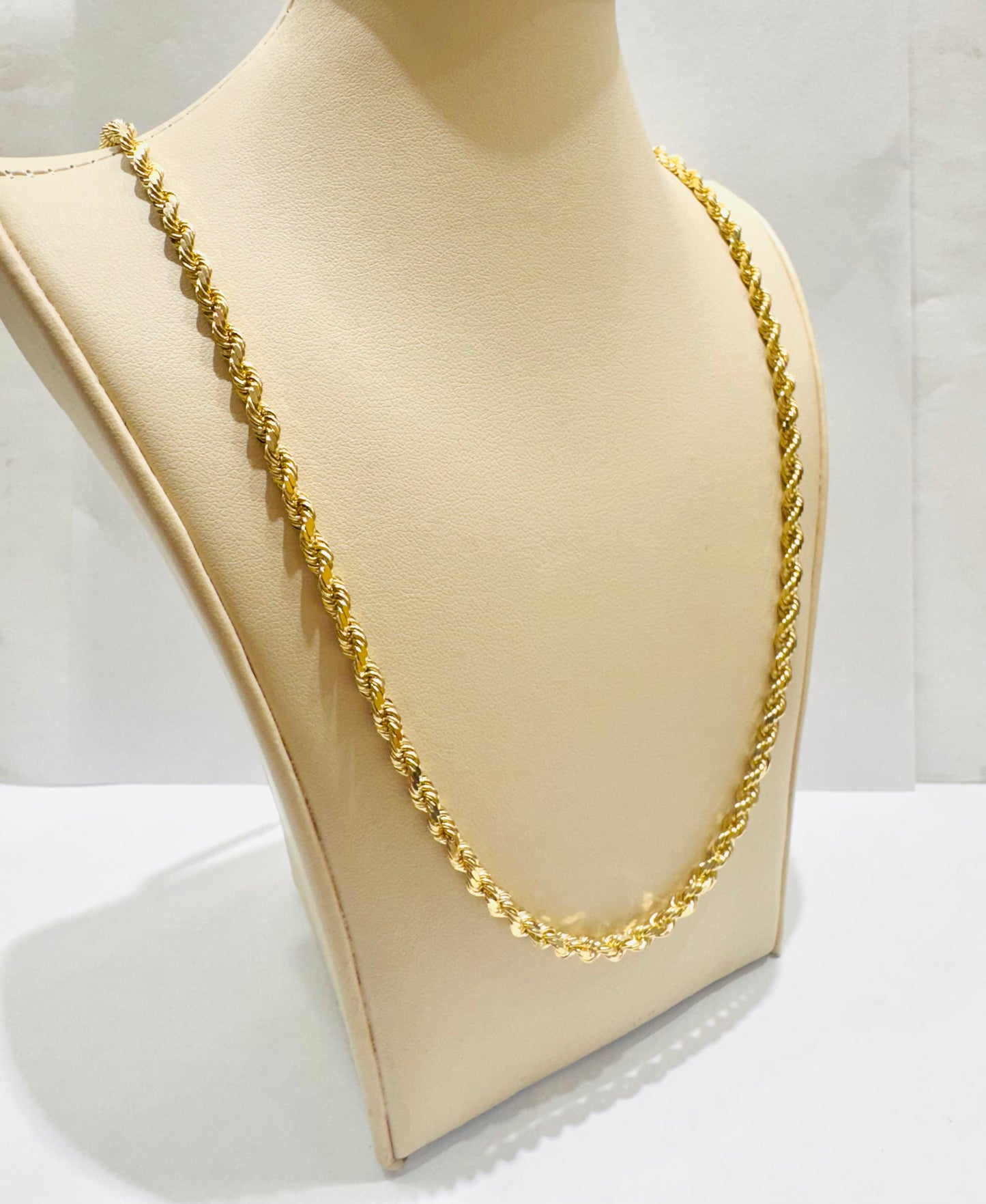 10K GOLD SOLID ROPE NECKLACE 24”, WEIGHT: 27.3gm, WIDTH: 3.2mm