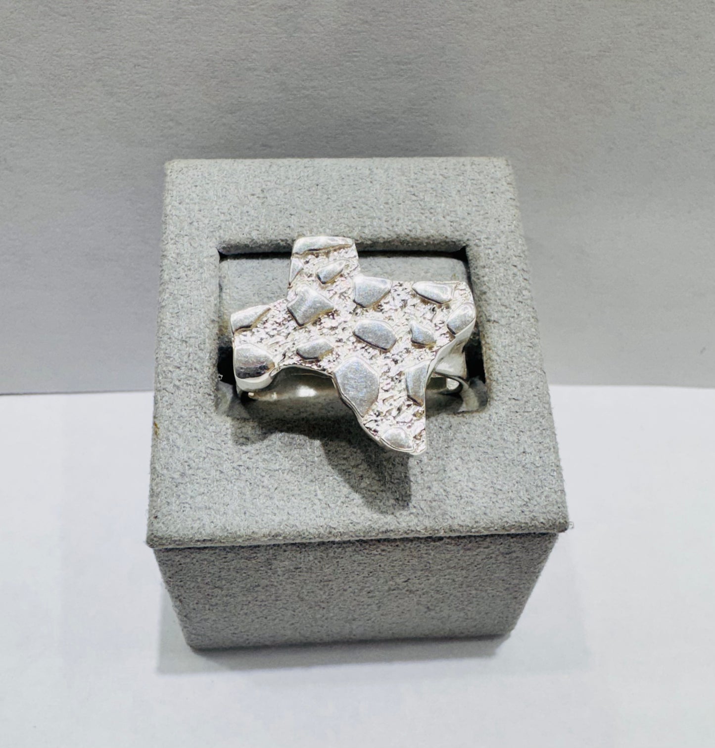 SILVER BIG TEXAS NUGGET RING, WEIGHT: 5.3gm, SIZE: 11