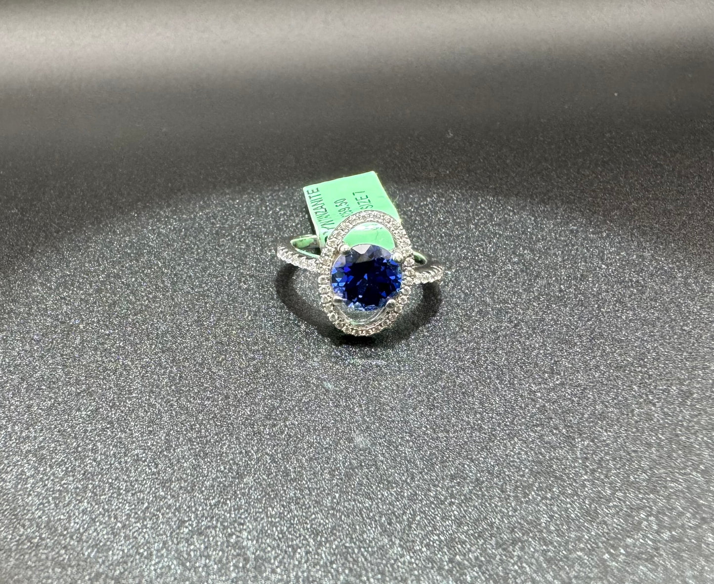 SILVER RING WITH TANZANITE STONE, SIZE: 7, WEIGHT: 4.1gm