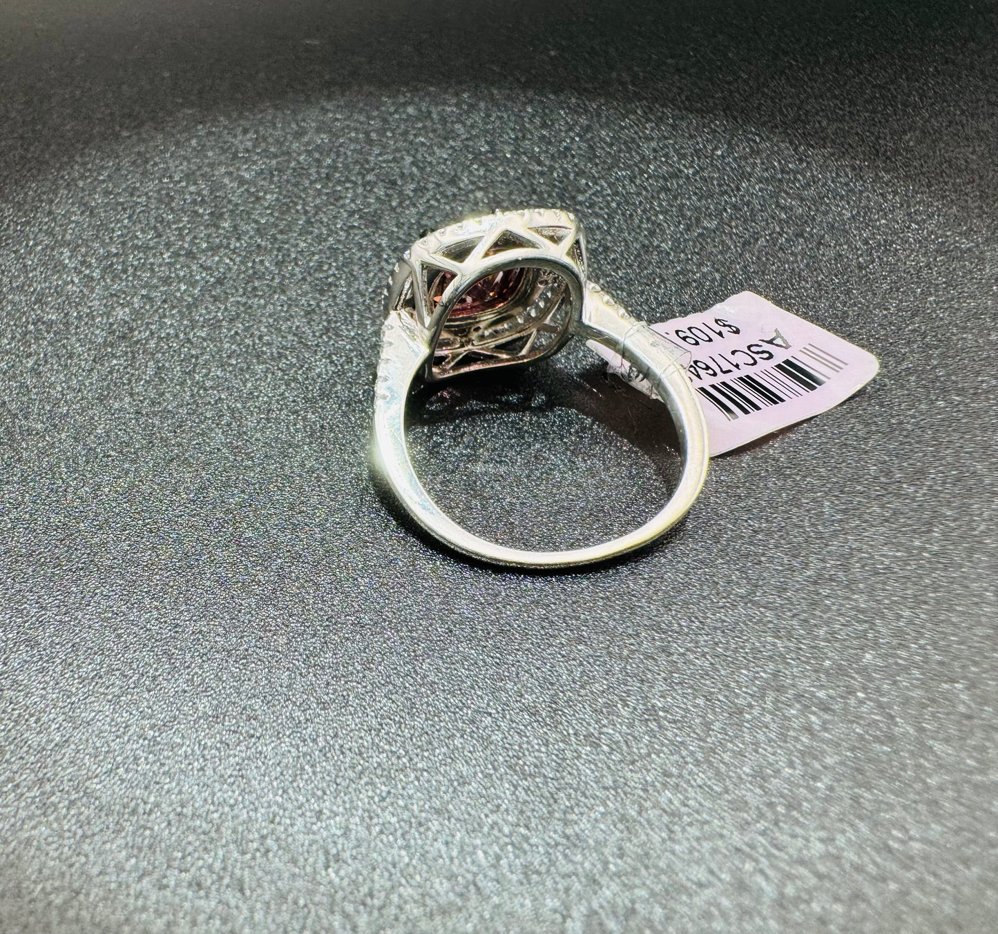 SILVER RING WITH PINK AND CZ STONES, SIZE: 8, WEIGHT: 4.1gm