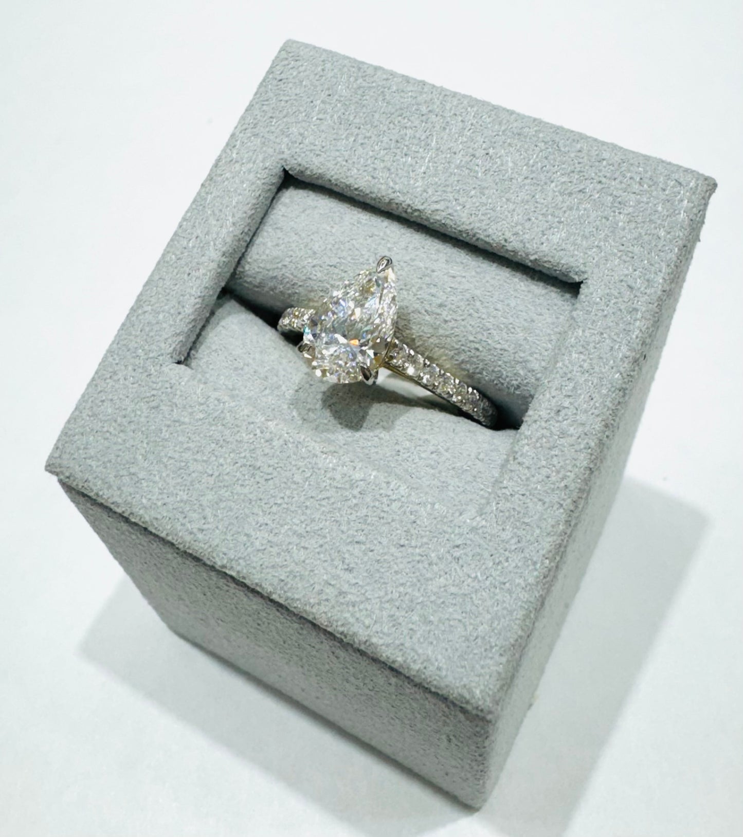 14K GOLD LAB GROWN PEAR DIAMOND RING-1.75CT