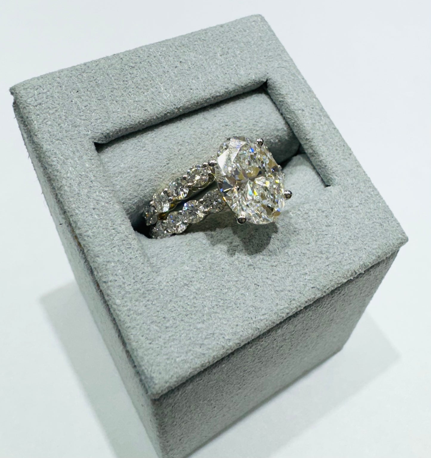 14K GOLD LAB GROWN DIAMOND BRIDAL SET RING-5.00CT