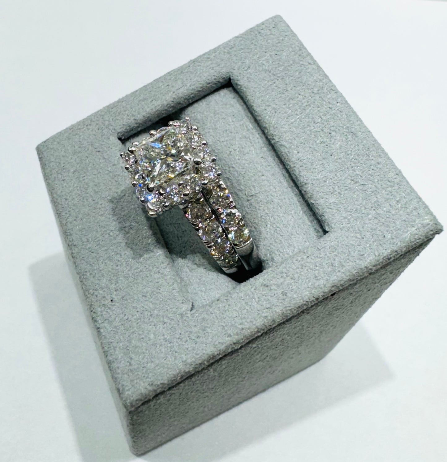 14K WHITE GOLD LAB GROWN DIAMOND BRIDAL SET RING-3.00CT