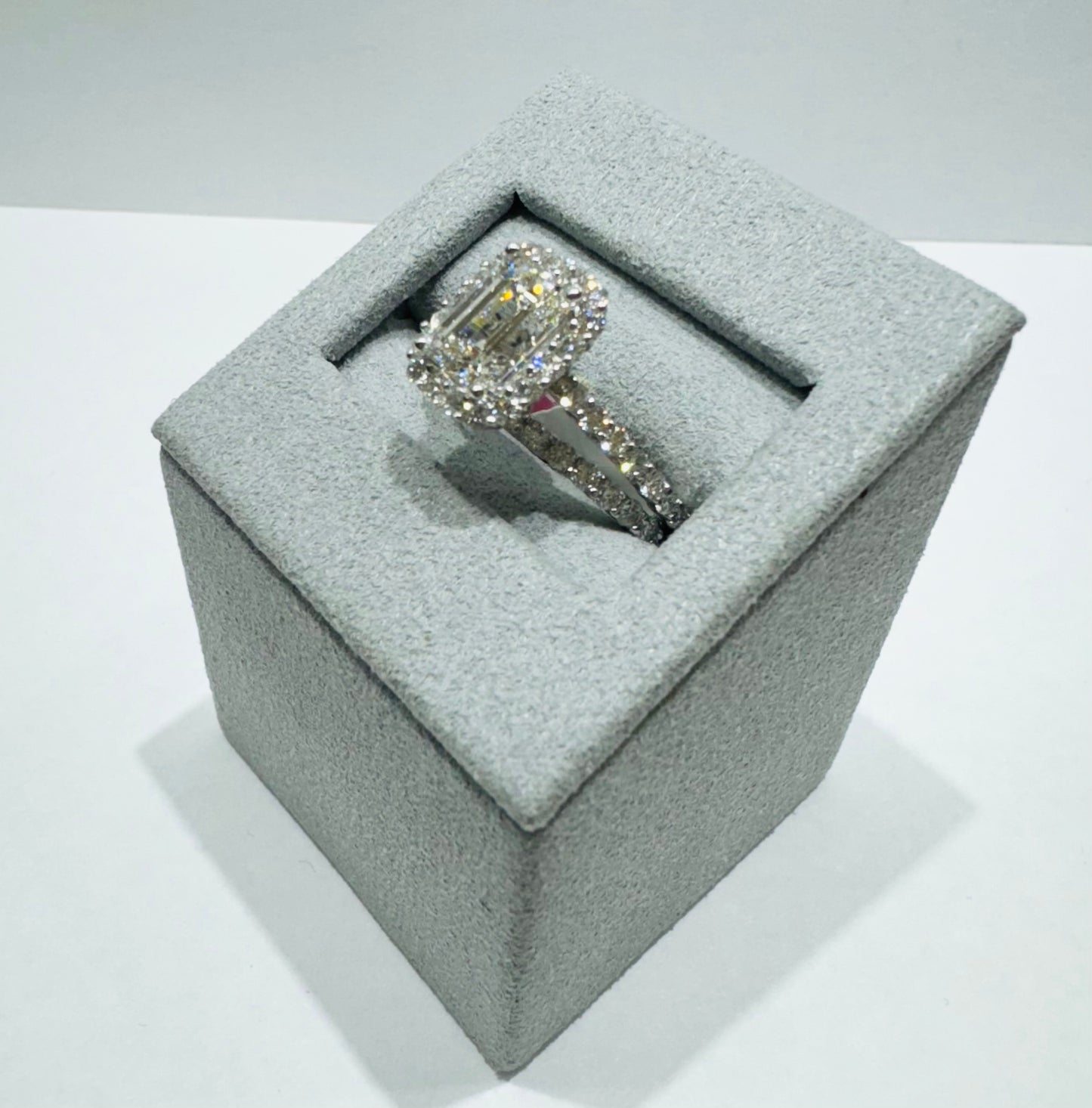 14K WHITE GOLD LAB GROWN DIAMOND, BRIDAL SET RING-3.00CT