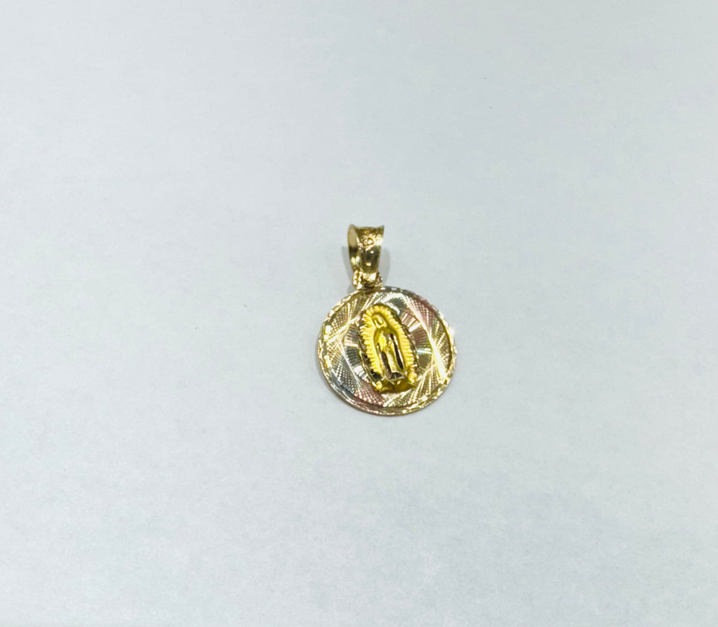 10K GOLD THREE TONE VIRGIN MARY PENDANT