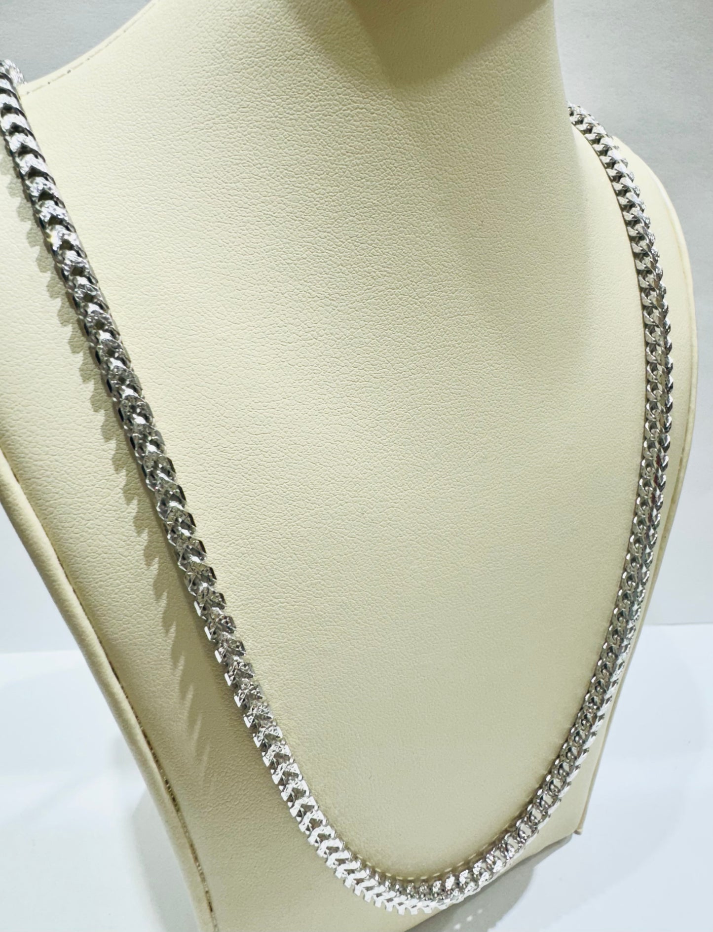 SILVER ITALIAN FRANCO LINK NECKLACE 26 INCH, WEIGHT: 41.5gm, WIDTH: 3.65mm