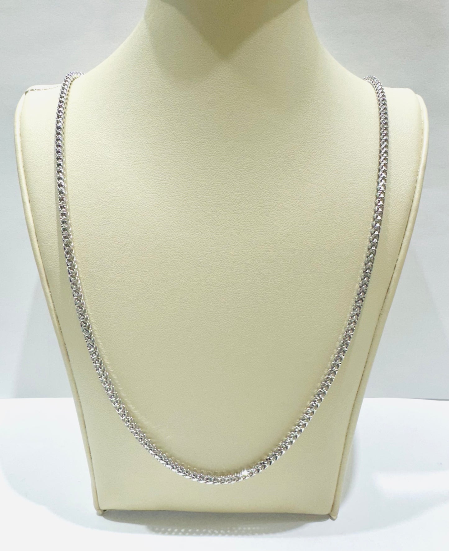 SILVER ITALIAN FRANCO LINK NECKLACE 26” INCH, WEIGHT: 18.7gm, WIDTH: 2.75mm
