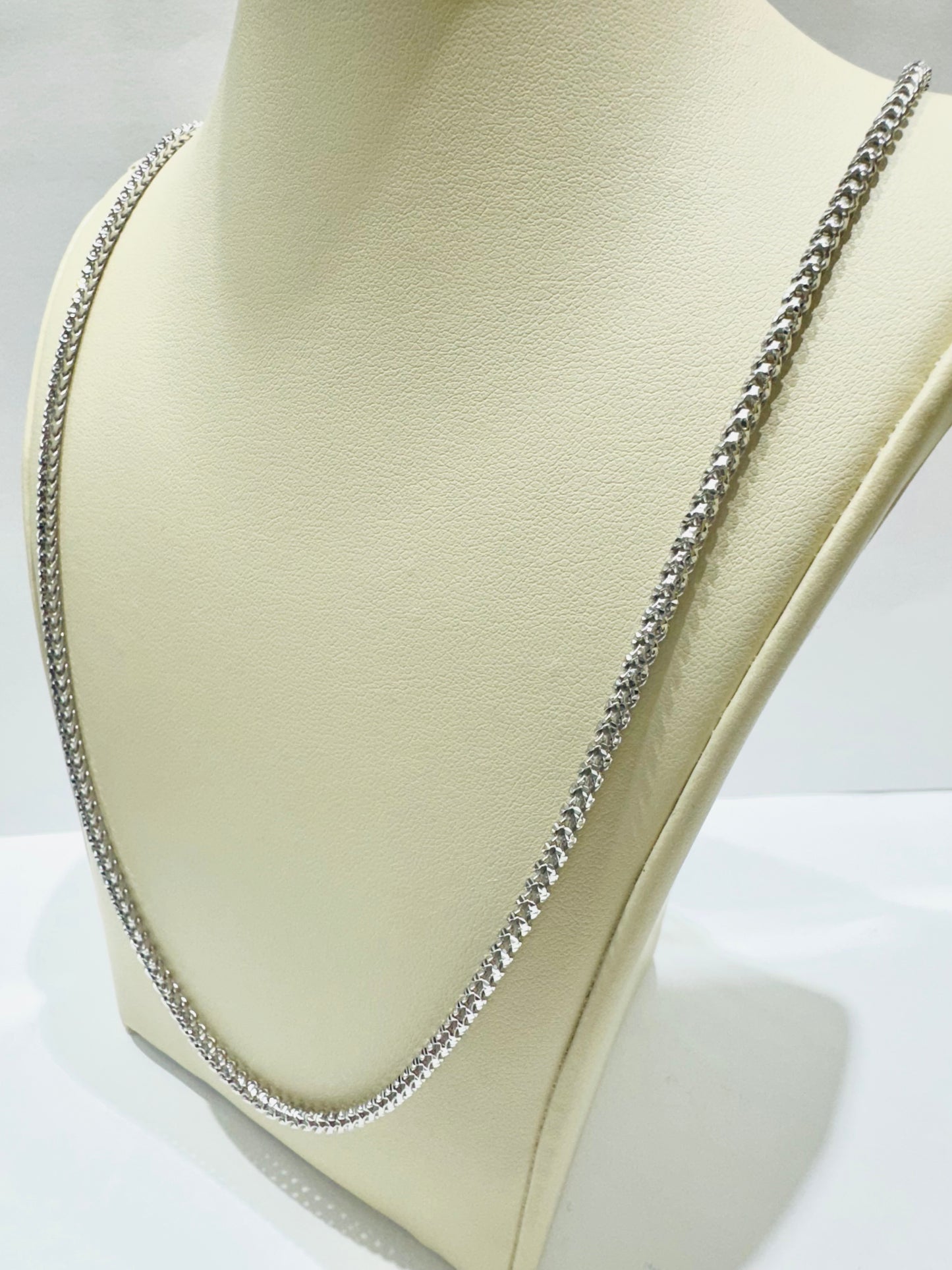 SILVER ITALIAN FRANCO LINK NECKLACE 24” INCH, WEIGHT: 16.8gm, WIDTH: 2.74mm