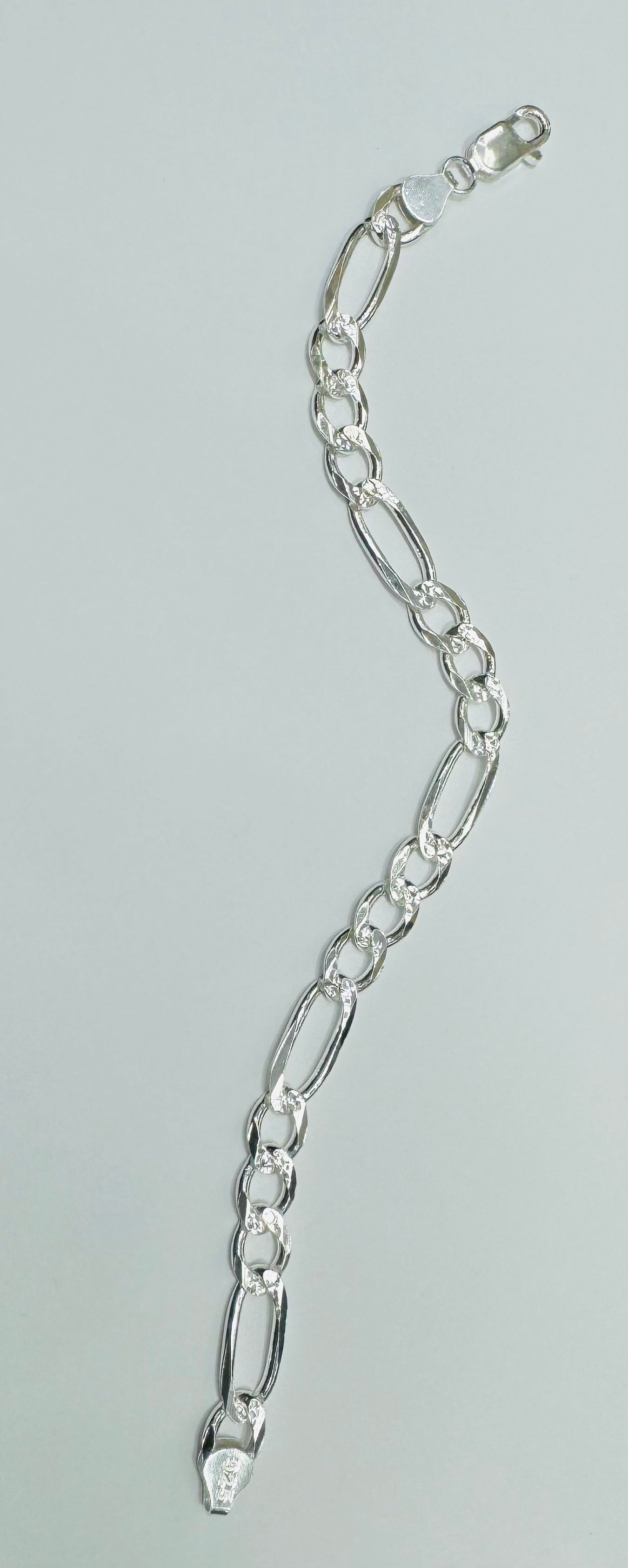 SILVER ITALIAN FIGARO BRACELET 10”, WEIGHT: 16.4gm, WIDTH: 3.52mm