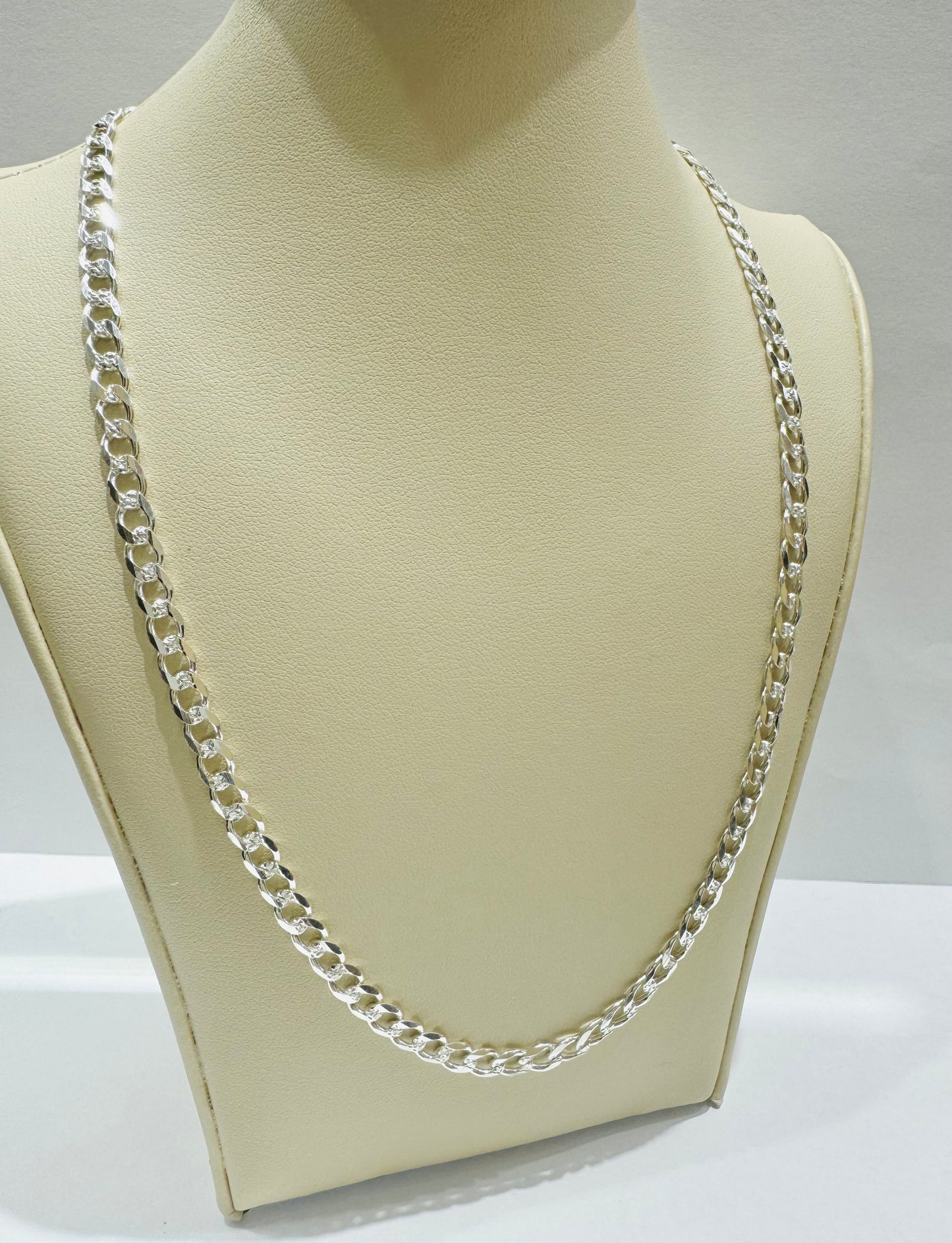 SILVER ITALIAN CUBAN LINK NECKLACE 20”, WEIGHT: 12.2gm, WIDTH: 4.60mm