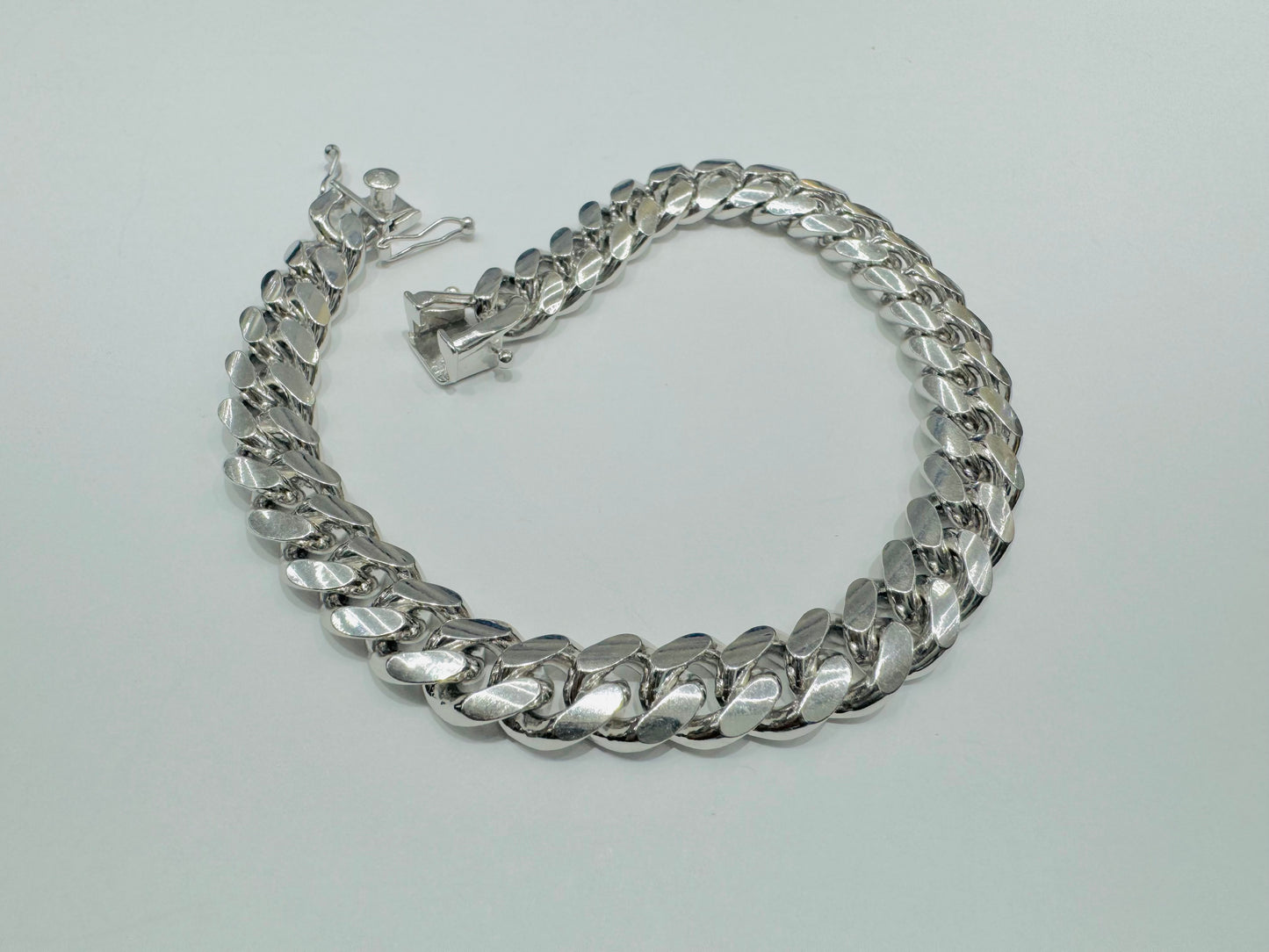 SILVER ITALIAN SOLID MIAMI CUBAN LINK BRACELET 10”, WEIGHT: 51.7gm