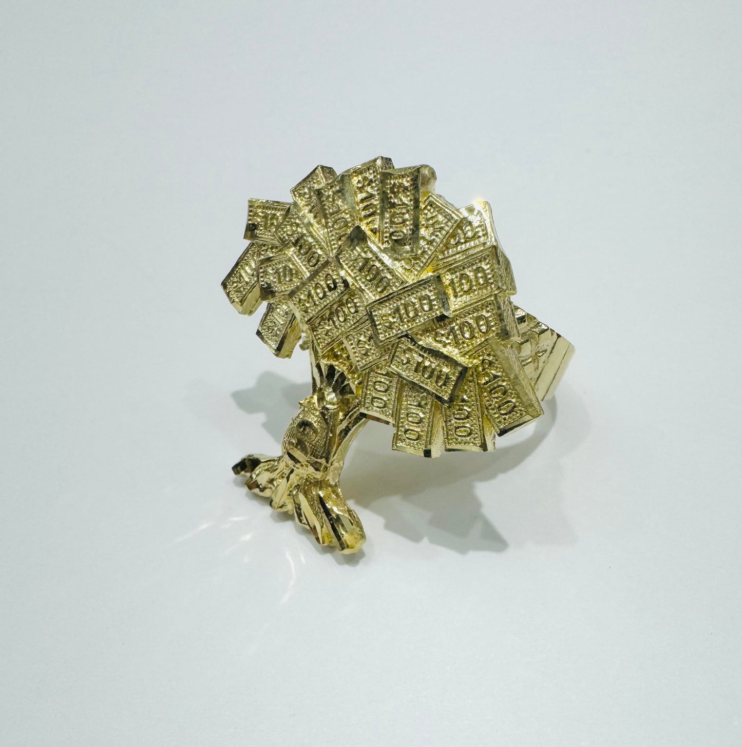 10K GOLD MONEY TREE RING, WEIGHT: 8.8gm, SIZE: 8