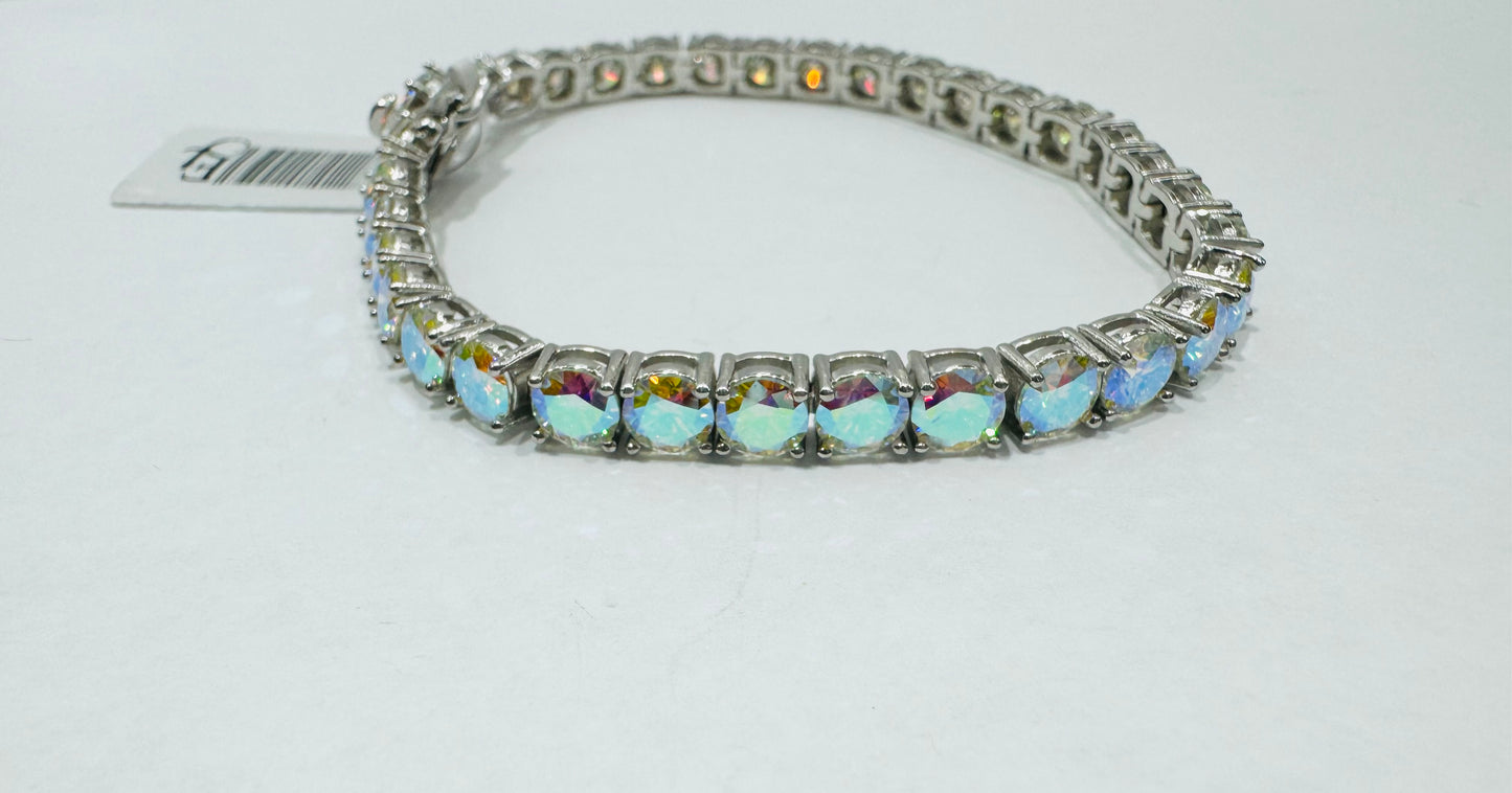 SILVER COLORED MOISSANITE TENNIS BRACELET 7”, VVS 14.45CTW